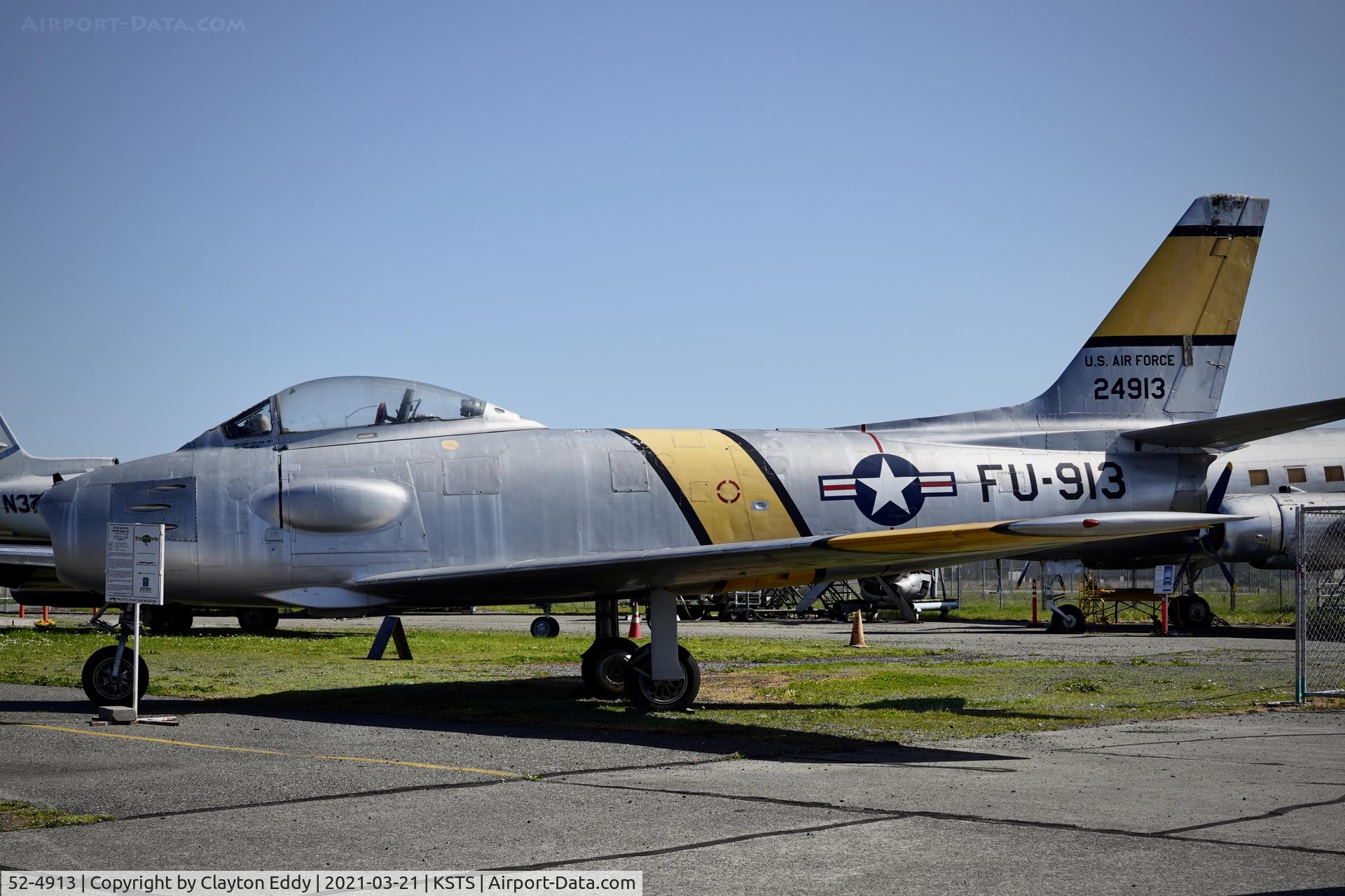52-4913, 1952 North American RF-86F Sabre C/N 191-609, Pacific Coast Air Museum Charles M. Schulz Sonoma County Airport 2021.
