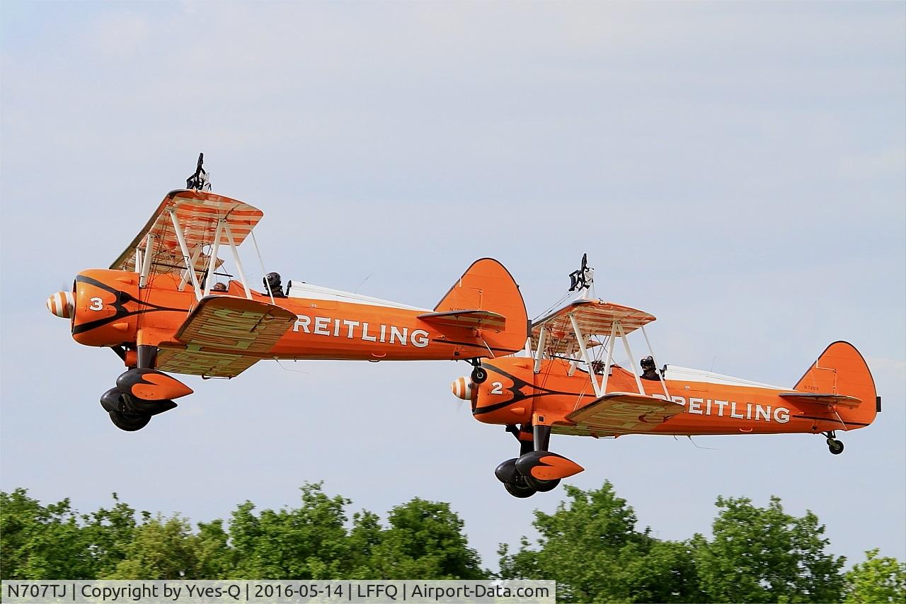 N707TJ, 1943 Boeing A75N1(PT17) C/N 75-950, Boeing A75N1(PT17), Take off, La Ferté-Alais Airfield (LFFQ) Air Show 2016