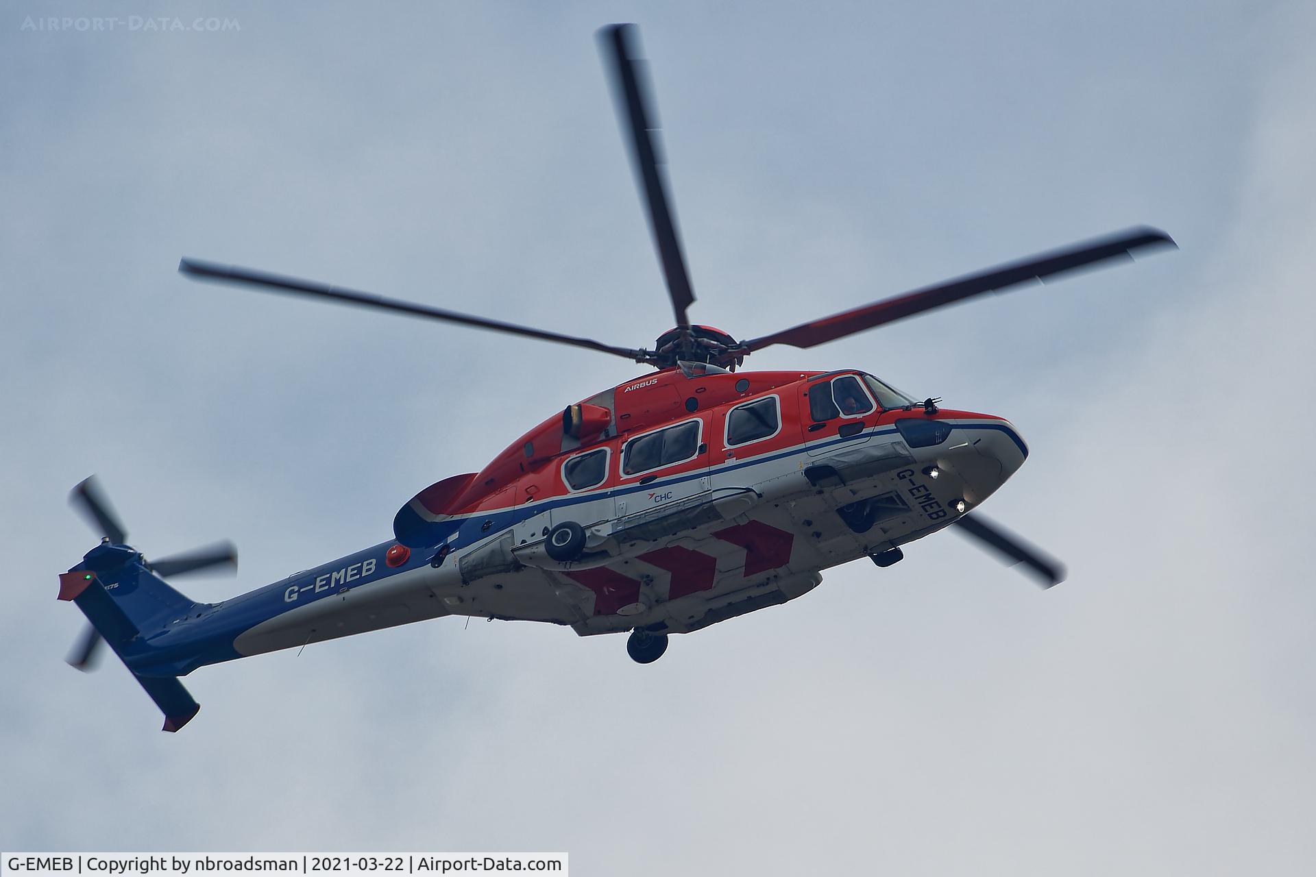 G-EMEB, 2017 Airbus Helicopters EC-175B C/N 5030, Seen over North Norfolk returning from the sea en-route to Norwich Airport