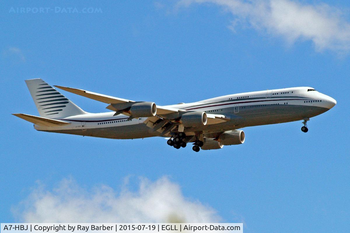 A7-HBJ, 2012 Boeing 747-8K8 C/N 37075, A7-HBJ   Boeing 747-8K8 (BBJ) [37075] (Qatar Airways Amiri Flight) Home~G 19/07/2015
