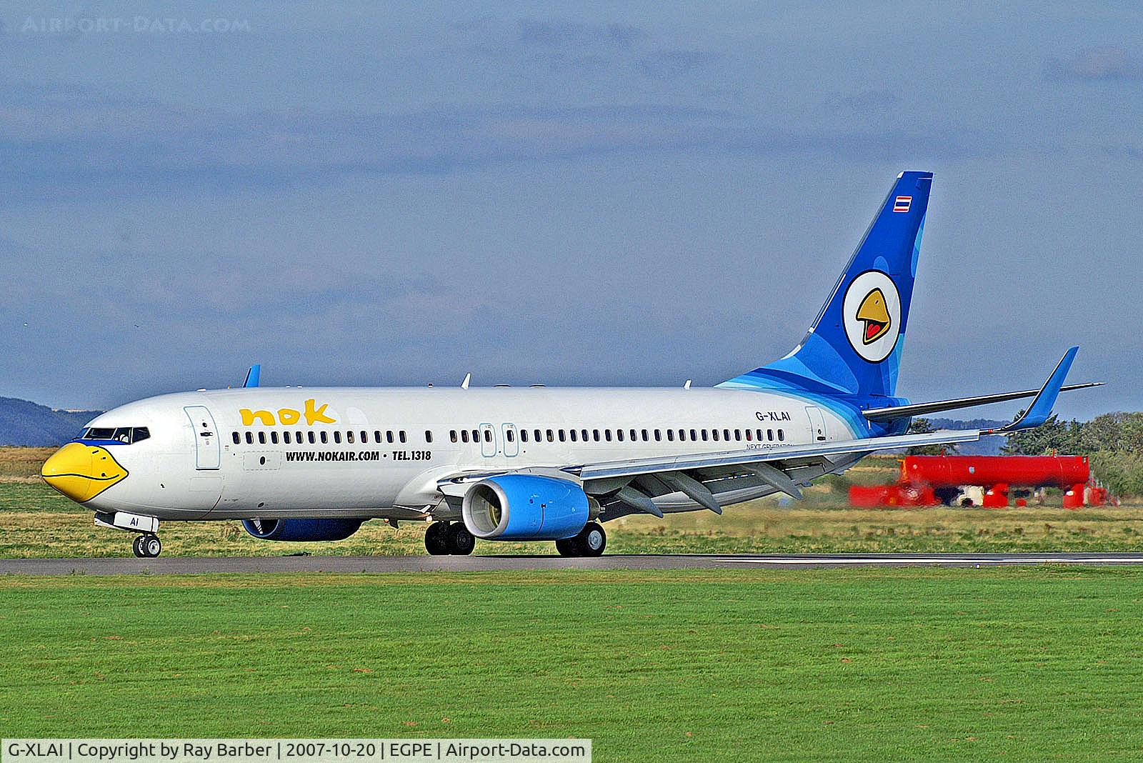 G-XLAI, 2006 Boeing 737-8Q8 C/N 30702, G-XLAI   Boeing 737-8Q8 [30702] (XL Airways UK) Inverness (Dalcross)~G 20/10/2007. Seen here in Nok Air colours for winter lease.