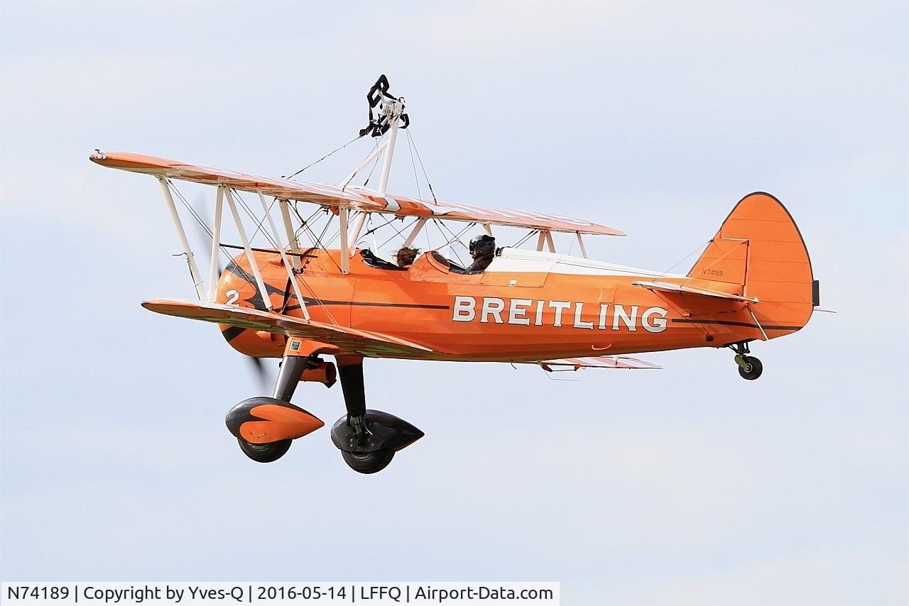 N74189, 1941 Boeing PT-17/R985 Kaydet (A75N1) C/N 75-717, Boeing A75N1(PT17), On display, La Ferté-Alais airfield (LFFQ) Air show 2016