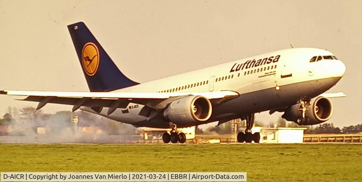 D-AICR, 1986 Airbus A310-203 C/N 397, Landing BRU 25L scan from slide