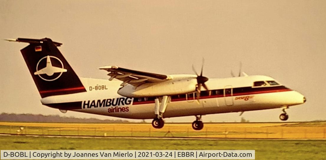 D-BOBL, 1990 De Havilland Canada DHC-8-102 Dash 8 C/N 225, Landing Brussels 25L scan/slide