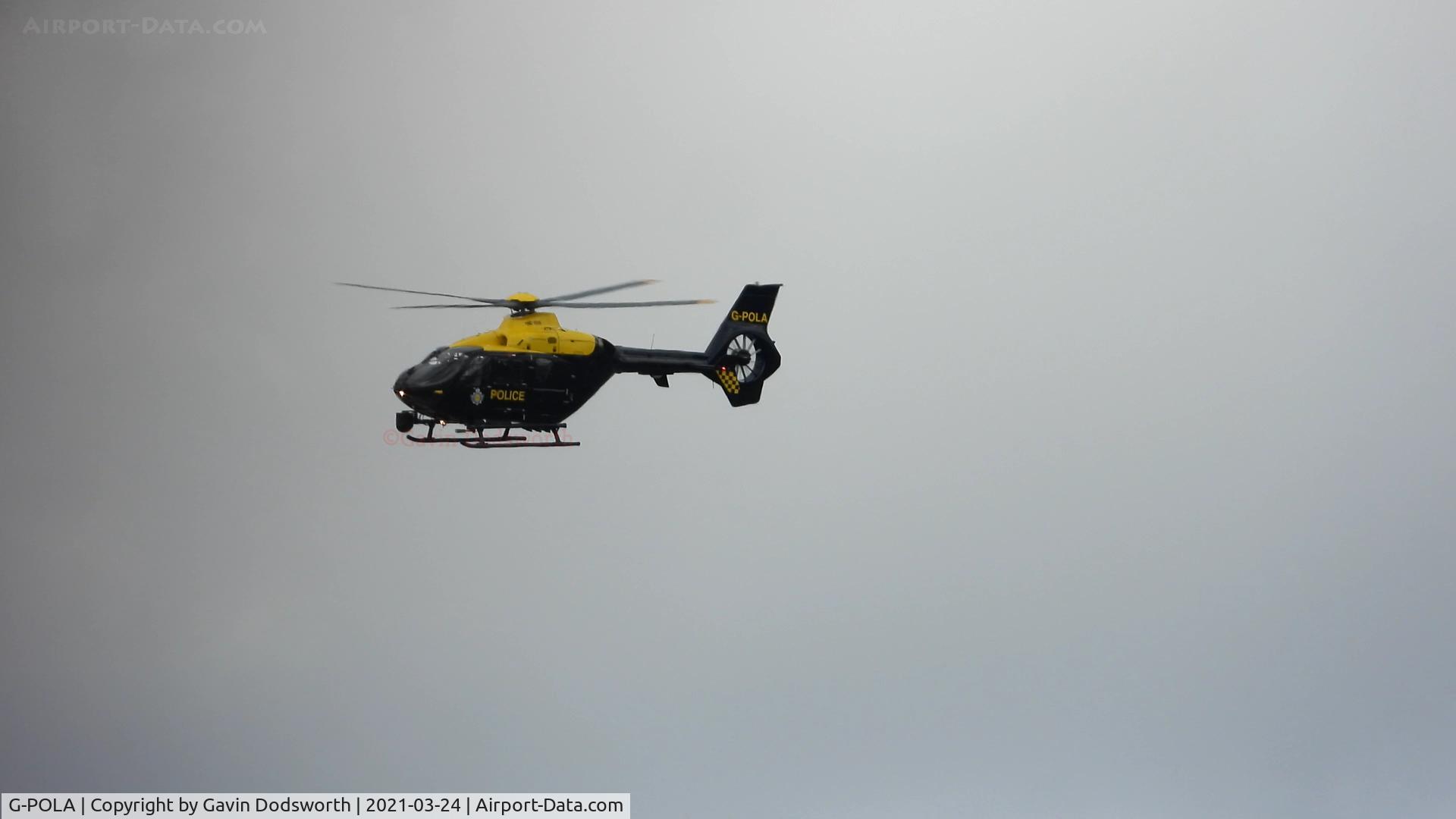 G-POLA, 2010 Eurocopter EC-135P-2+ C/N 877, Flying over Darlington on Wednesday 24th March 2021