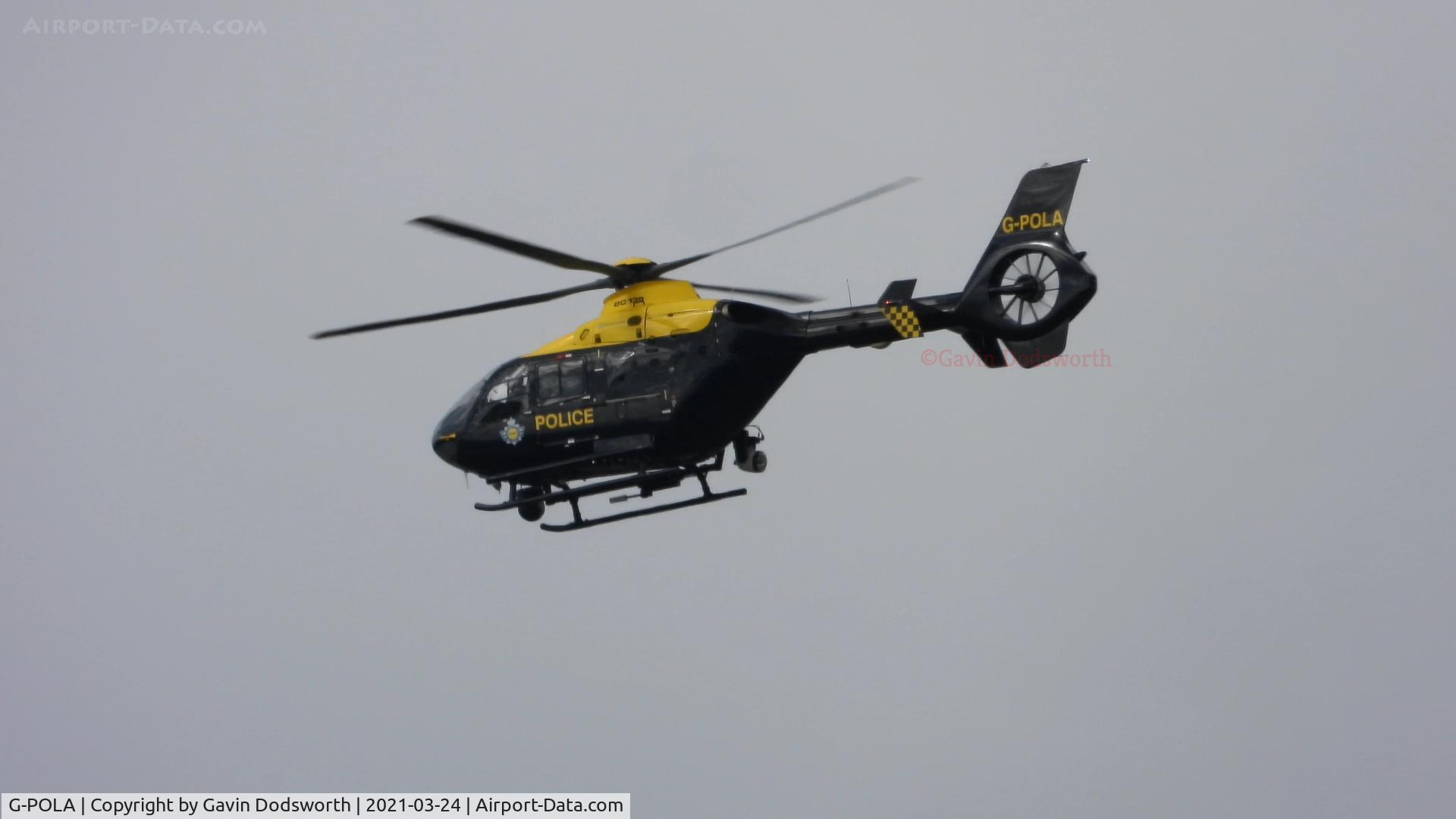 G-POLA, 2010 Eurocopter EC-135P-2+ C/N 877, Flying over Darlington on Wednesday 24th March 2021