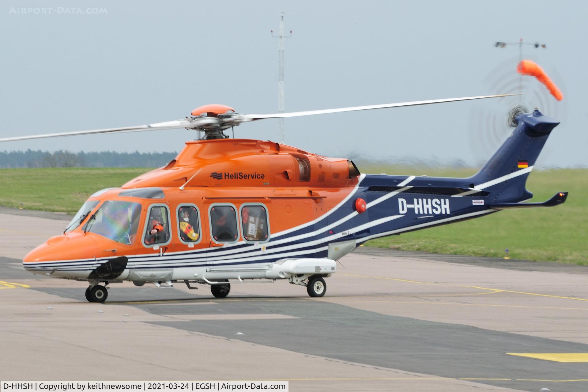 D-HHSH, 2014 AgustaWestland AW-139 C/N 31587, Arriving at Norwich.