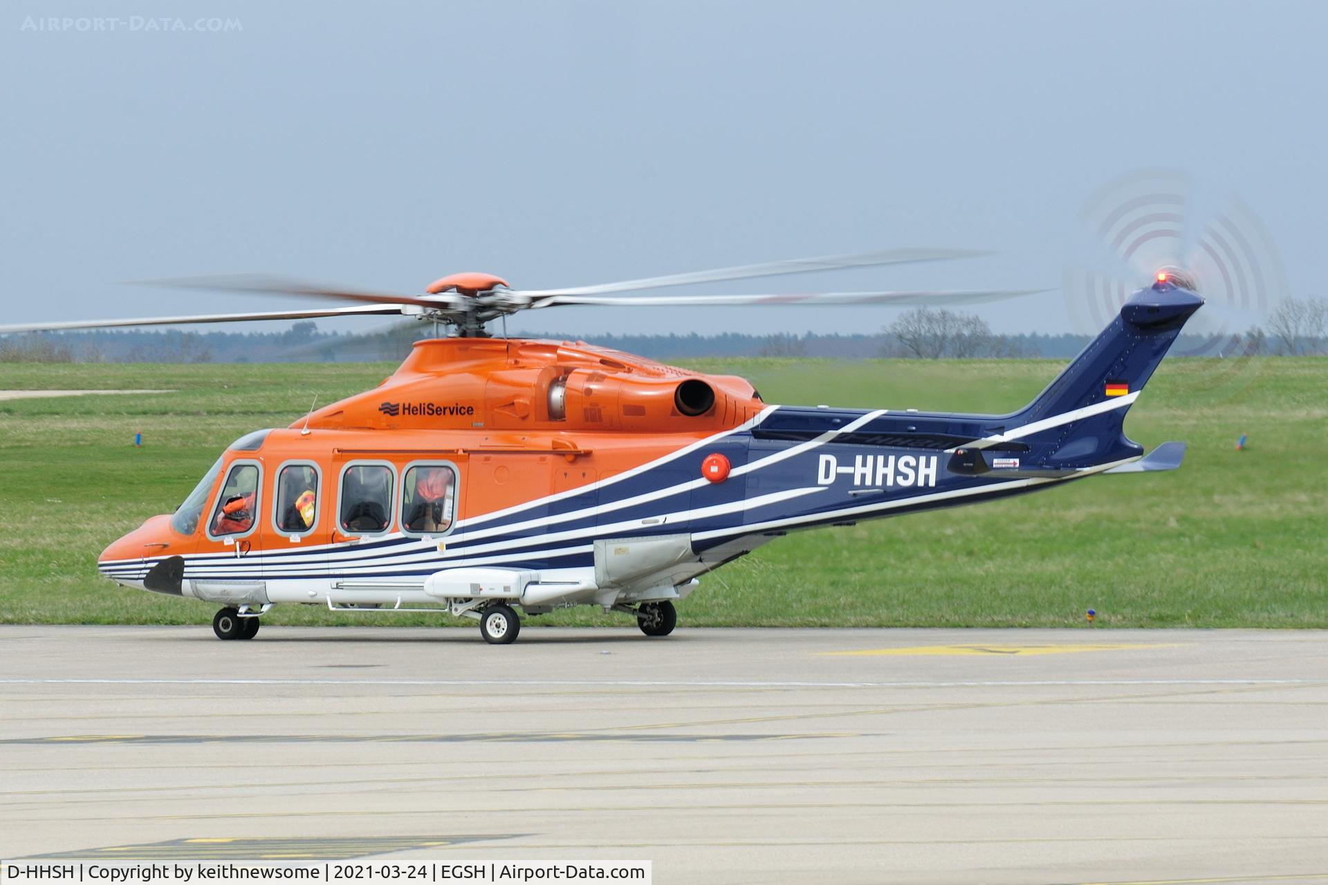 D-HHSH, 2014 AgustaWestland AW-139 C/N 31587, Arriving at Norwich.