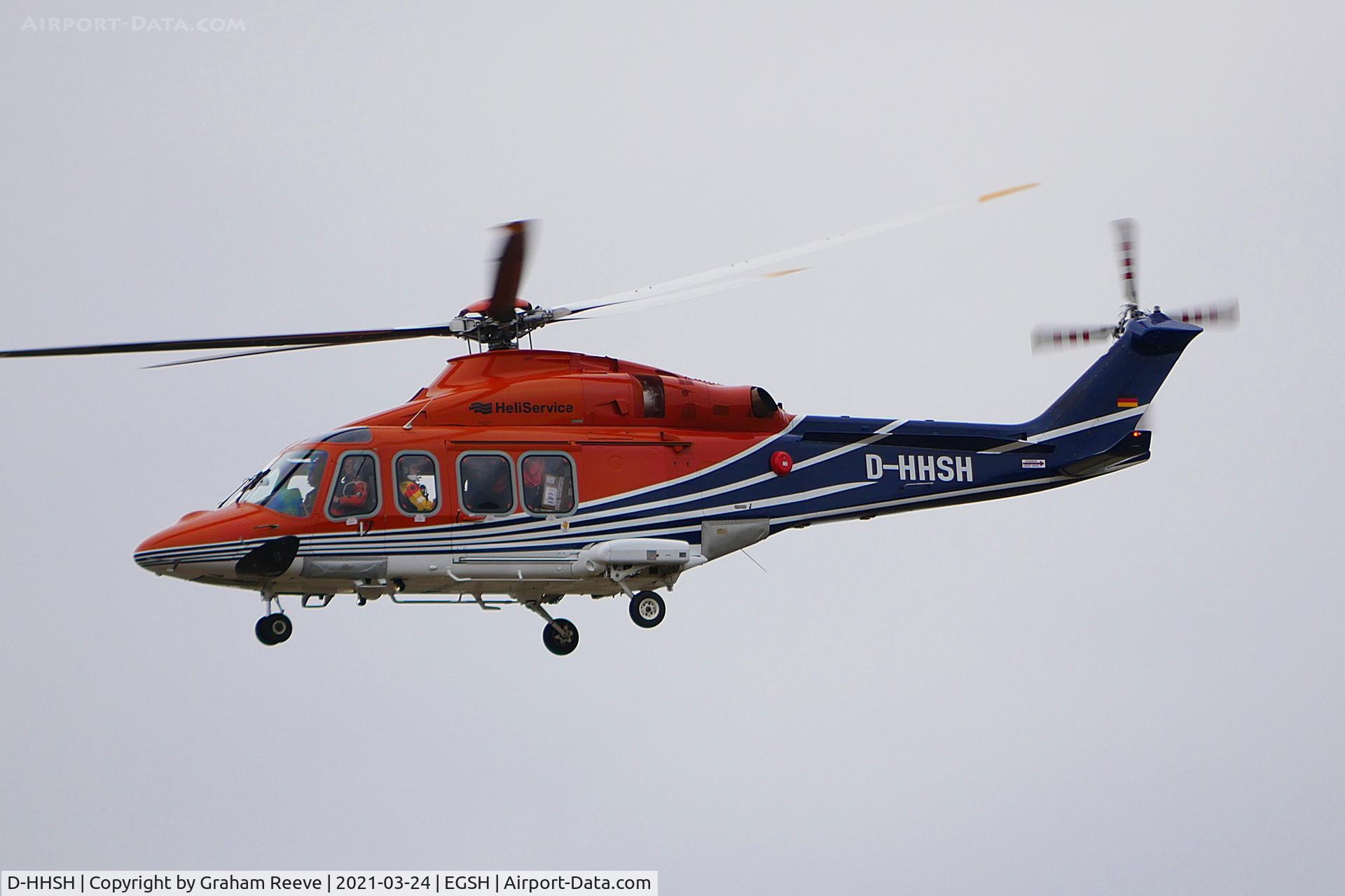 D-HHSH, 2014 AgustaWestland AW-139 C/N 31587, On approach to Norwich.