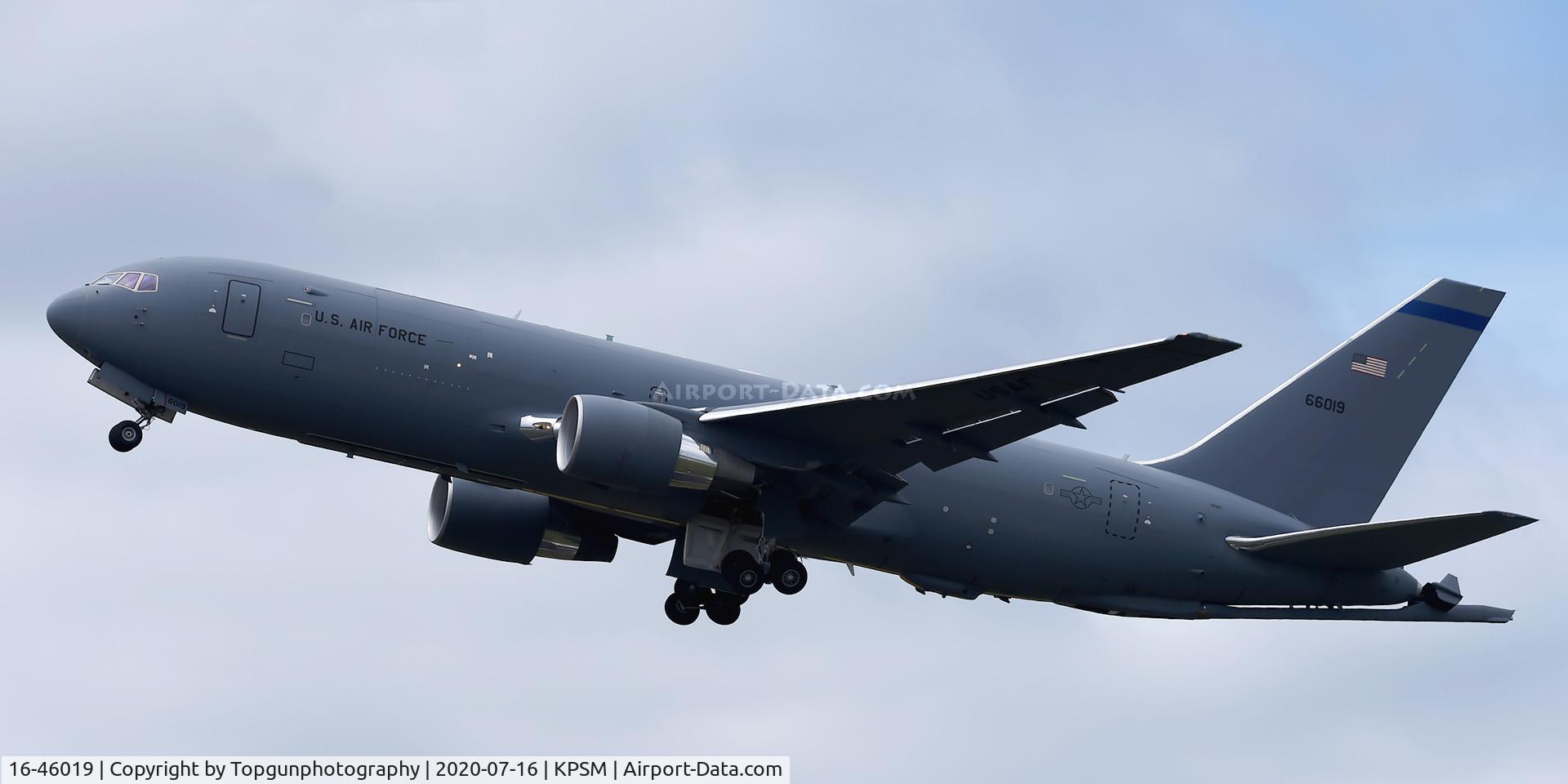16-46019, 2016 Boeing KC-46A Pegasus (767-2LKC) C/N 34138, PACK82 departing RW16