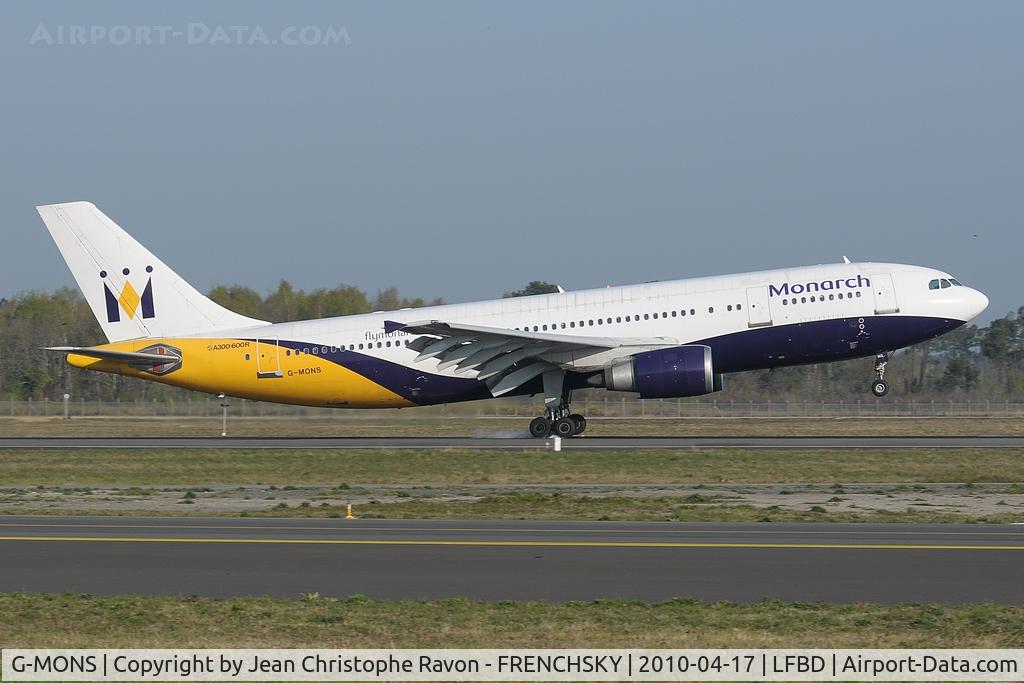 G-MONS, 1989 Airbus A300B4-605R C/N 556, Monarch Airlines, returned 12/14/2009, wfu 11/16/2013 TUP for parts. Scrapping commenced Aug 2014.