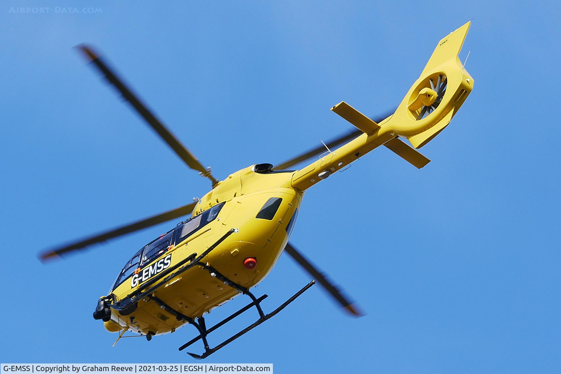 G-EMSS, 2018 Airbus Helicopters EC-145T-2 (BK-117D-2) C/N 20217, On approach to Norwich.