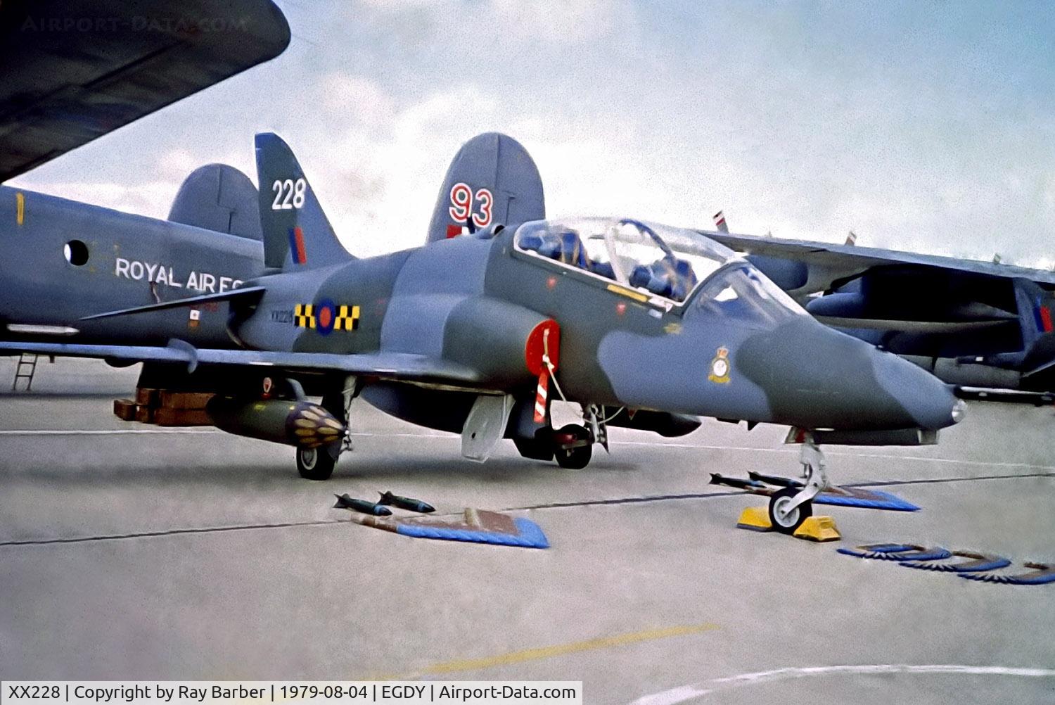 XX228, 1978 Hawker Siddeley Hawk T.1 C/N 064/312064, XX228   Hawker Siddeley Hawk T.1 [312064] (Royal Air Force) RNAS Yeovilton~G 04/08/1979