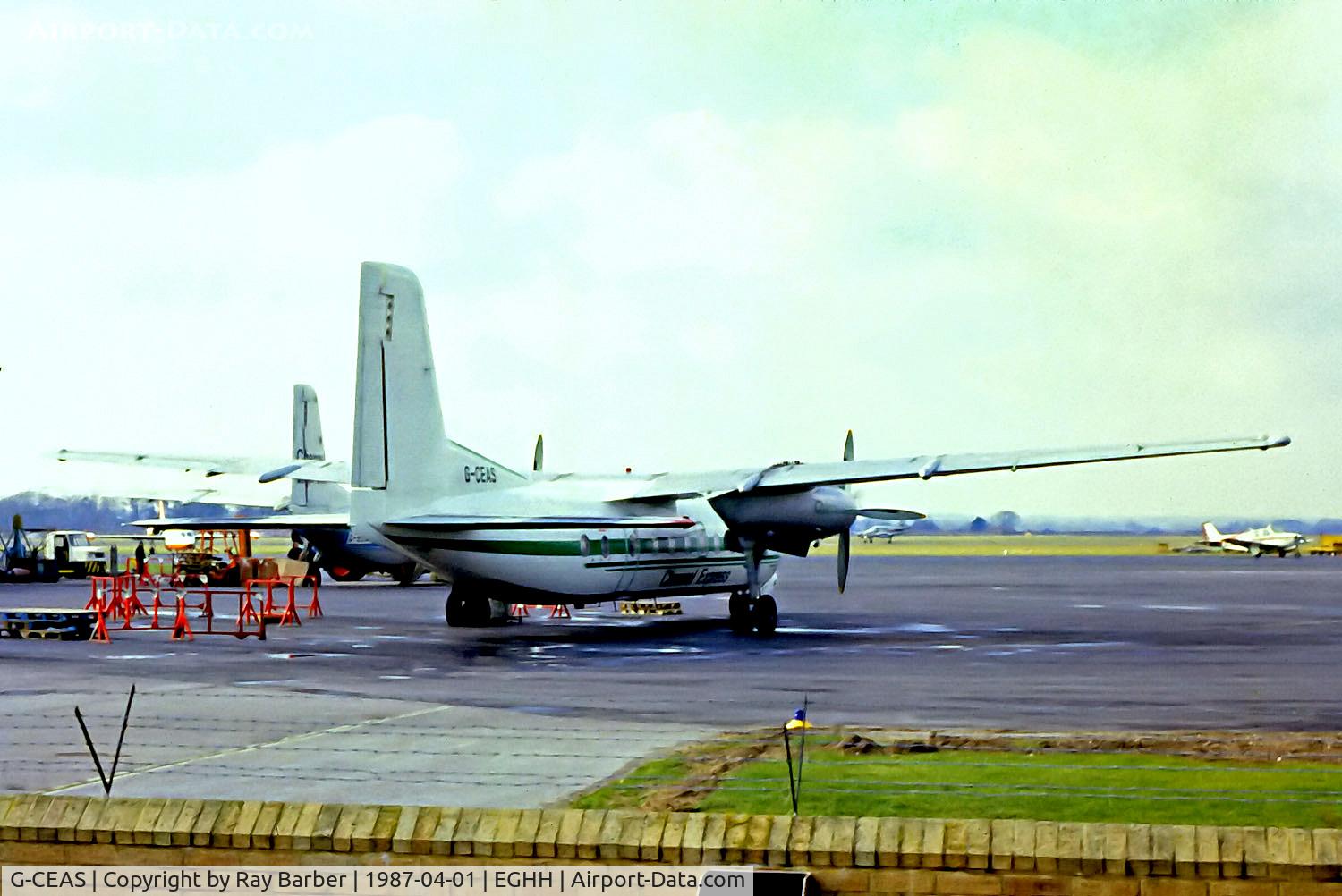 G-CEAS, 1965 Handley Page HPR-7 Herald 214 C/N 186, G-CEAS   Handley Page HPR.7 Herald 214 [186] (Channel Express) Bournemouth-Hurn~G @ 01/04/1987