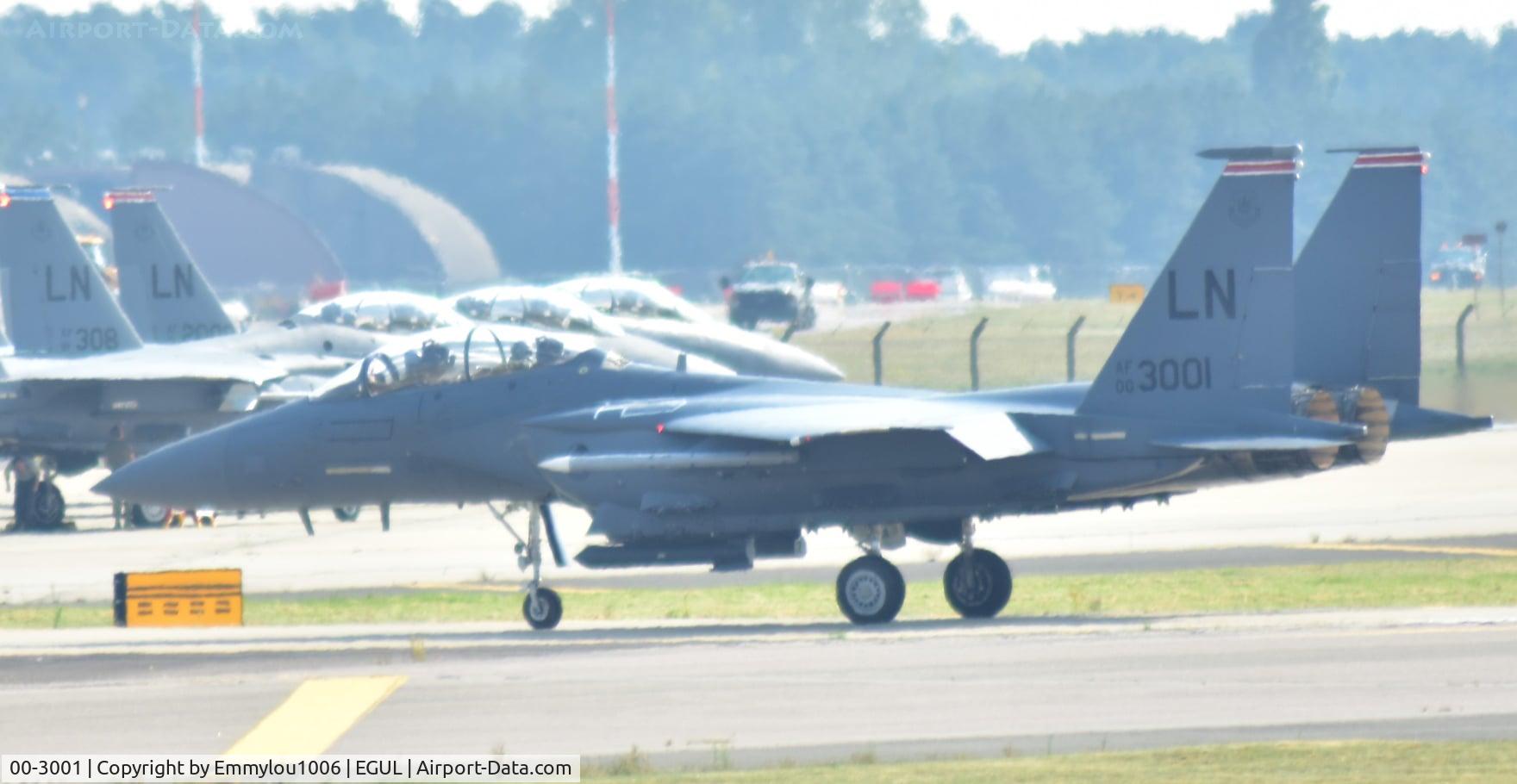 00-3001, 2000 McDonnell Douglas F-15E Strike Eagle C/N 1367/E228, sitting on top of the van roof