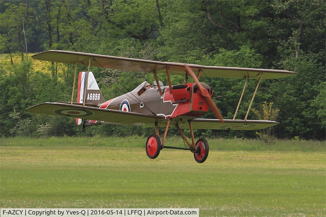 F-AZCY, Royal Aircraft Factory SE-5A Replica C/N 03, Royal Aircraft Factory SE-5, Landing, La Ferté-Alais Airfield (LFFQ) Air Show 2016