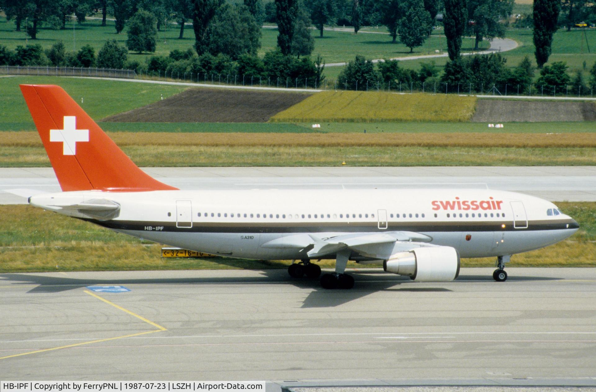 HB-IPF, 1985 Airbus A310-322 C/N 399, Swissair A310 taxying for departure