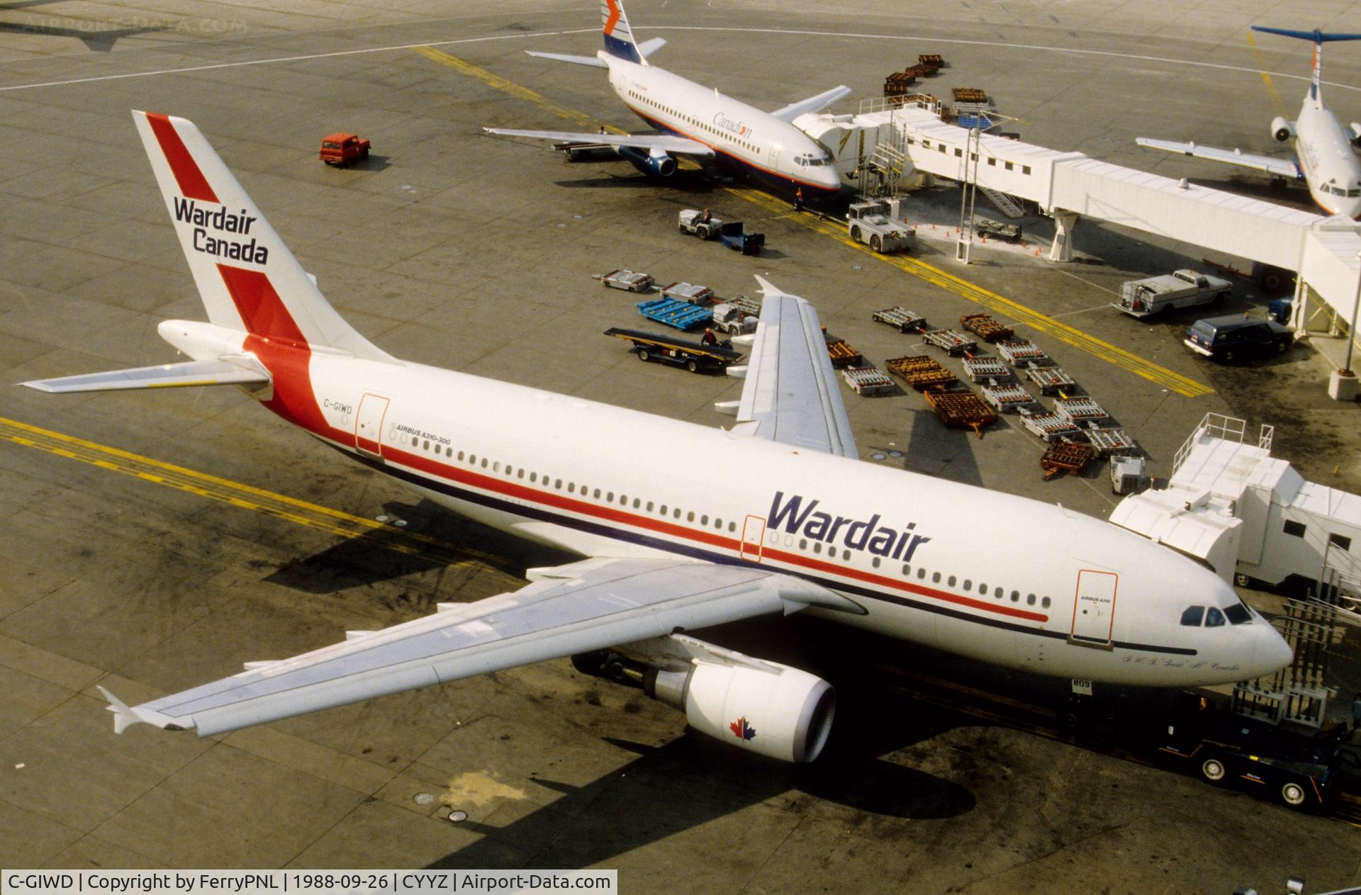 C-GIWD, 1988 Airbus A310-304 C/N 472, Wardair A310 at its gate