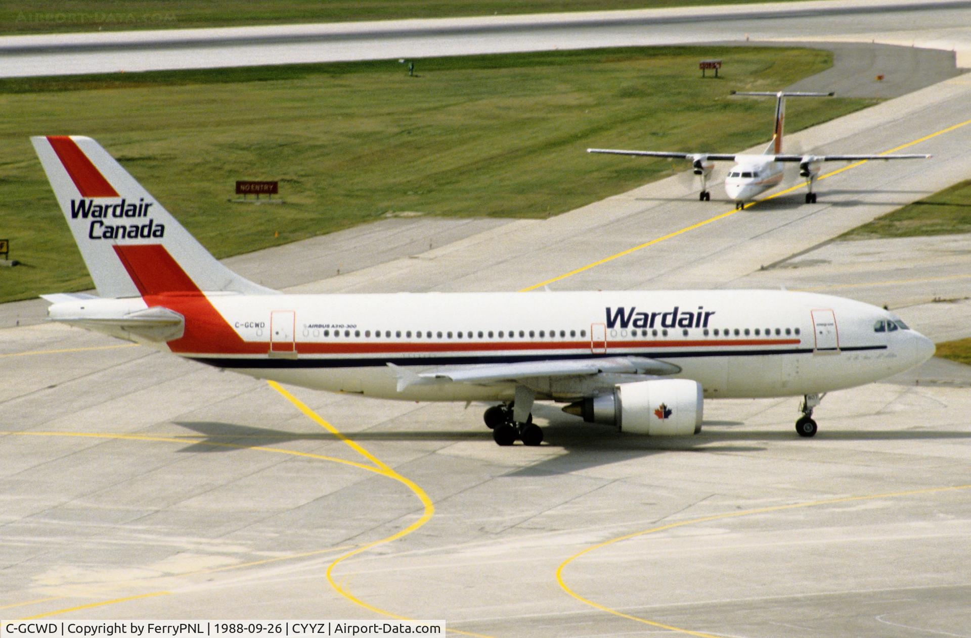 C-GCWD, 1988 Airbus A310-304 C/N 447, Wardair A310 departing