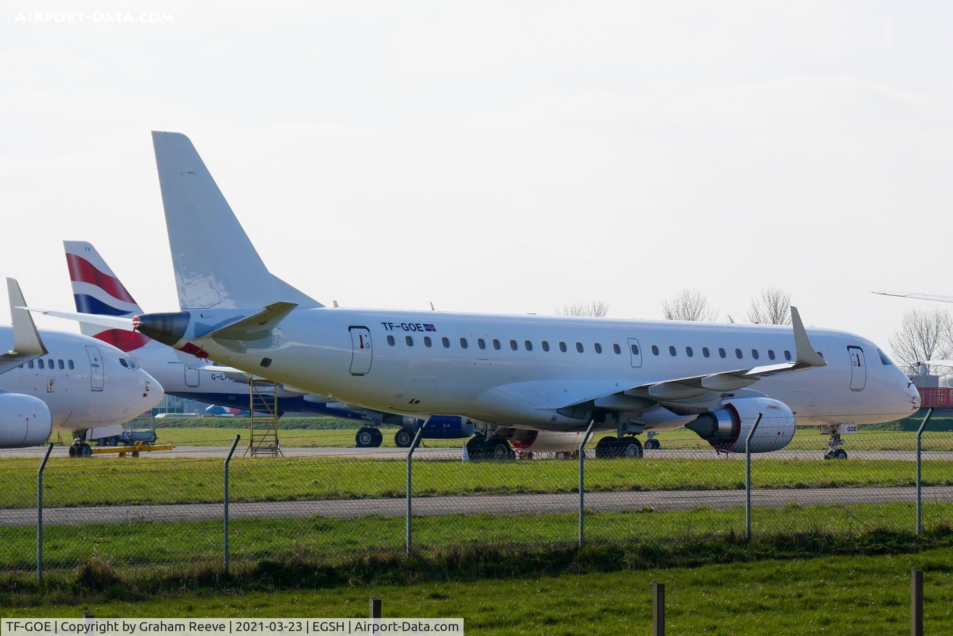 TF-GOE, 2012 Embraer 190LR (ERJ-190-100LR) C/N 19000547, Parked in the storage area Norwich.