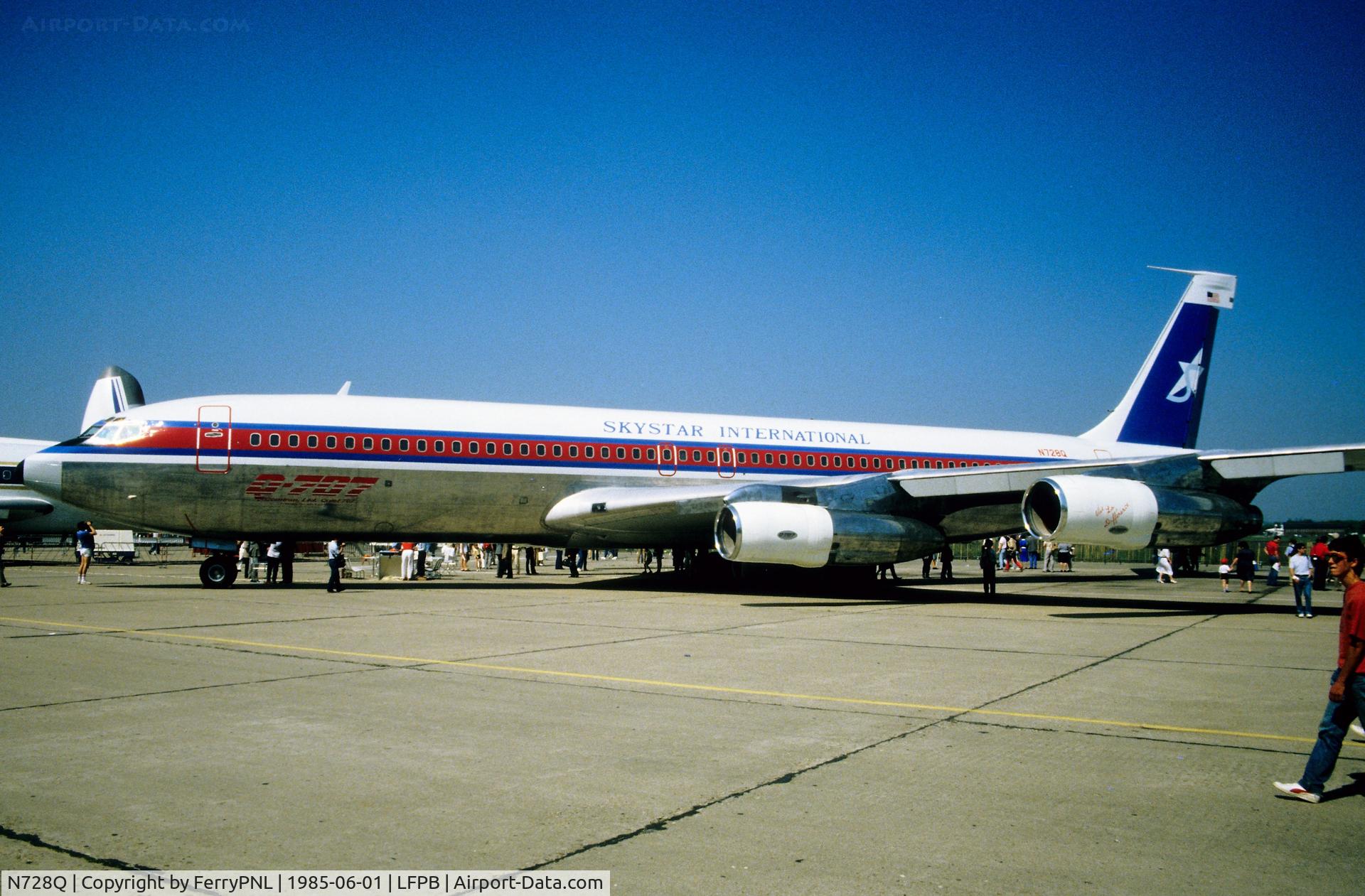 N728Q, 1969 Boeing 707-321B C/N 20025, Skystar B707 as static display at Paris Air Show 1985