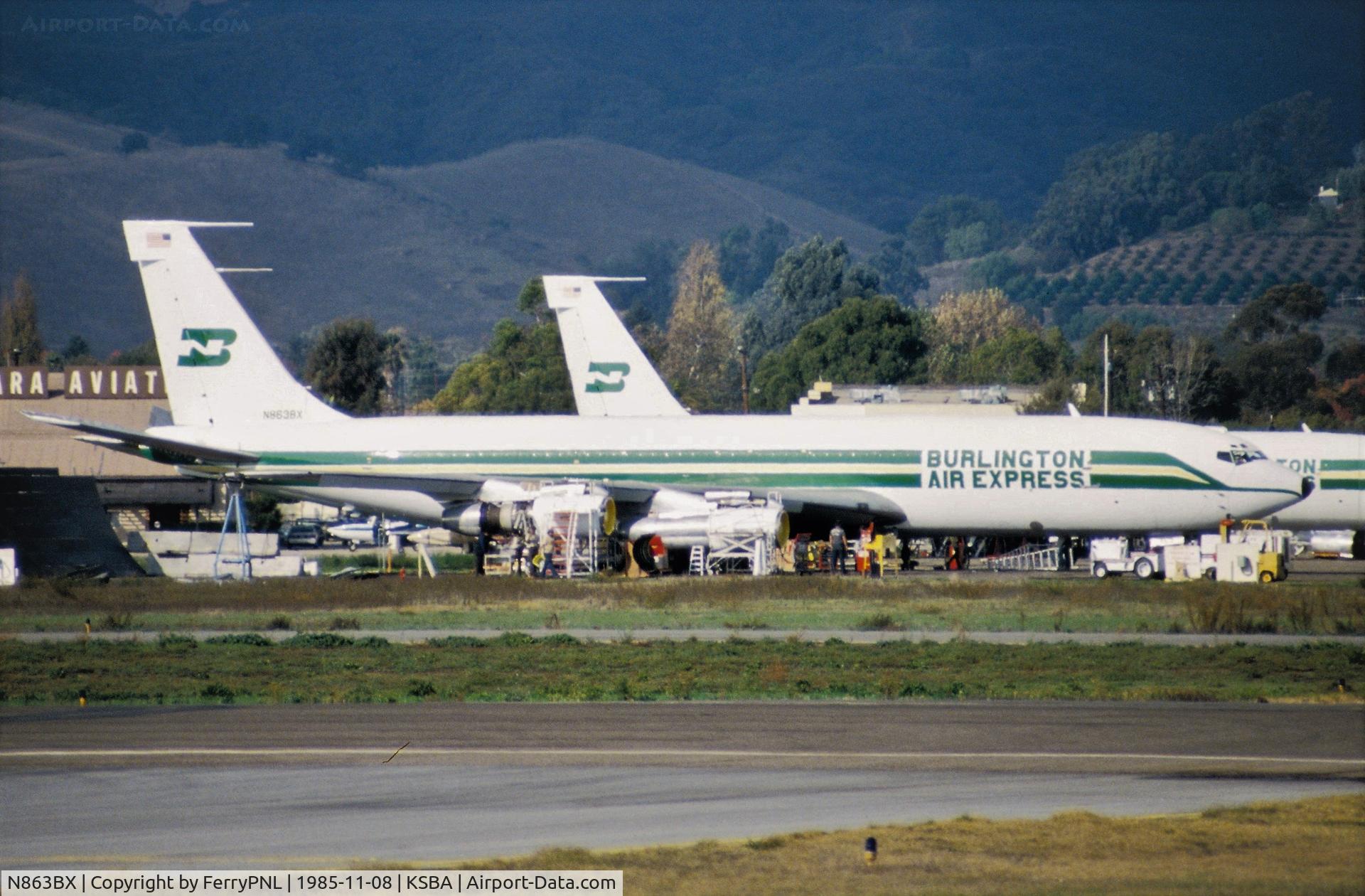 N863BX, 1967 Boeing 707-321C C/N 19270, Burlington Express B707 in SBA for maintenance
