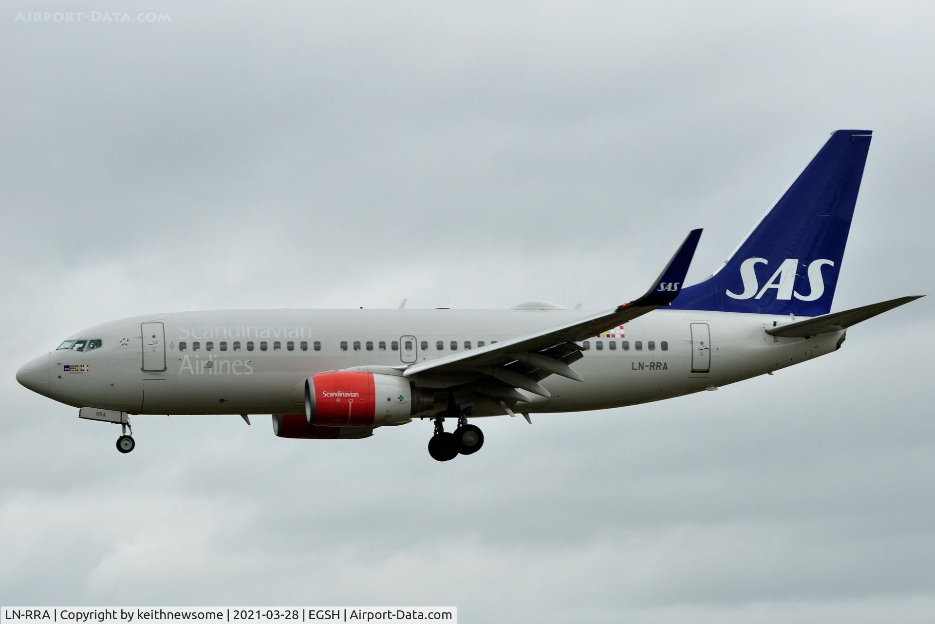 LN-RRA, 2007 Boeing 737-783 C/N 30471, Arriving at Norwich from Oslo.