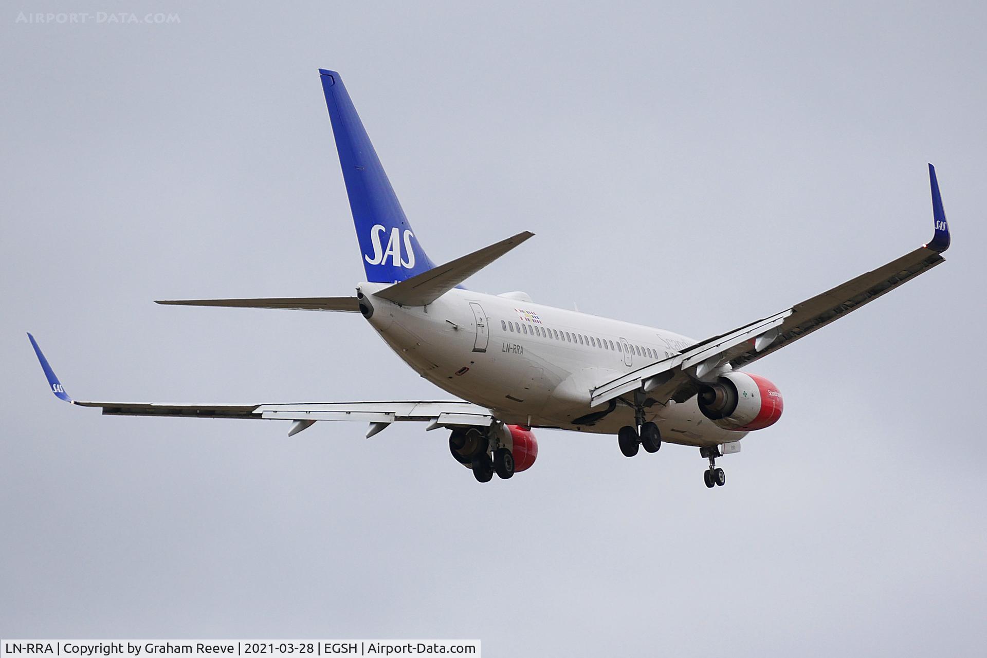 LN-RRA, 2007 Boeing 737-783 C/N 30471, On approach to Norwich.