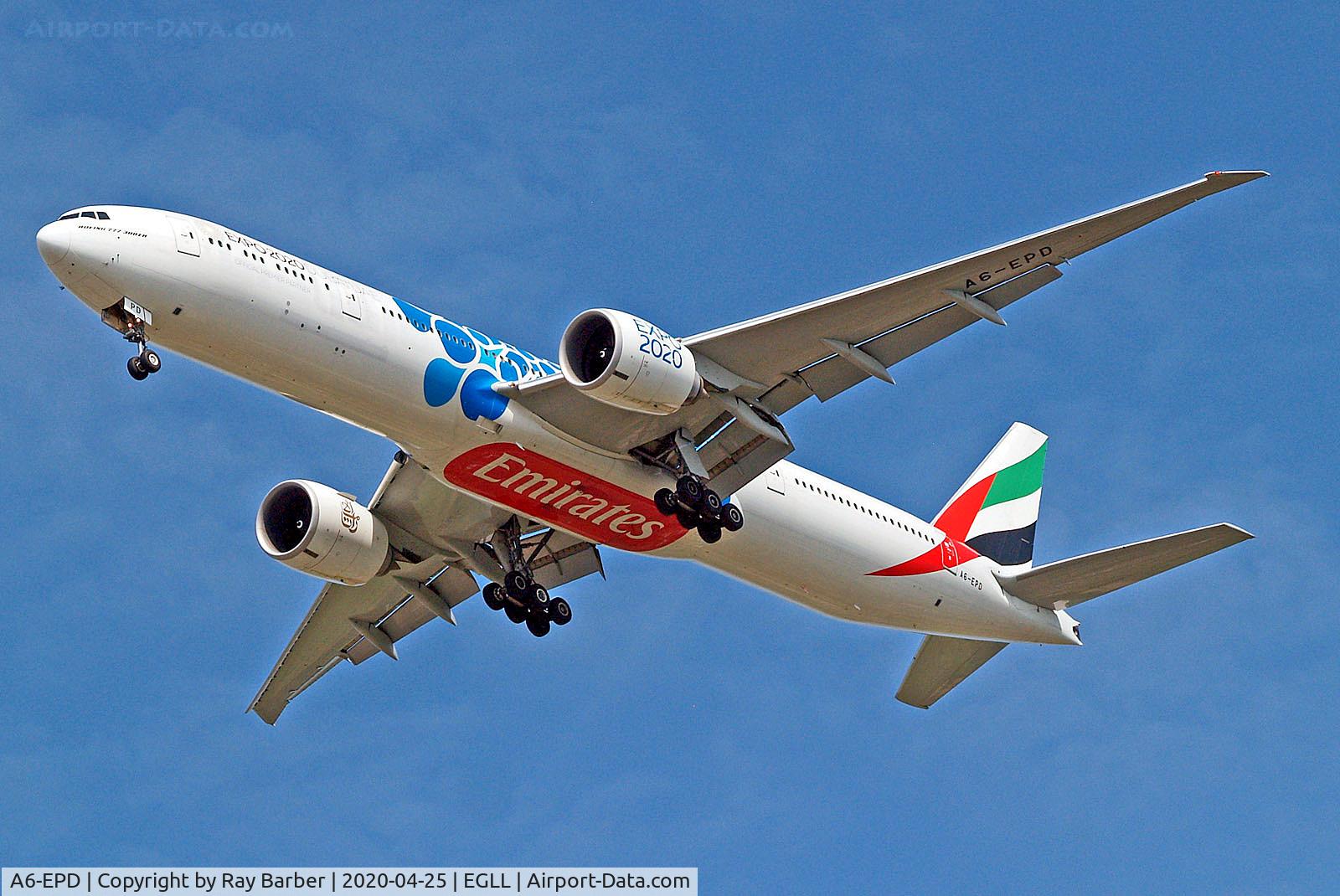 A6-EPD, 2015 Boeing 777-31H/ER C/N 42323, A6-EPD   Boeing 777-31HER [42323] (Emirates Airlines) Home~G 26/04/2020