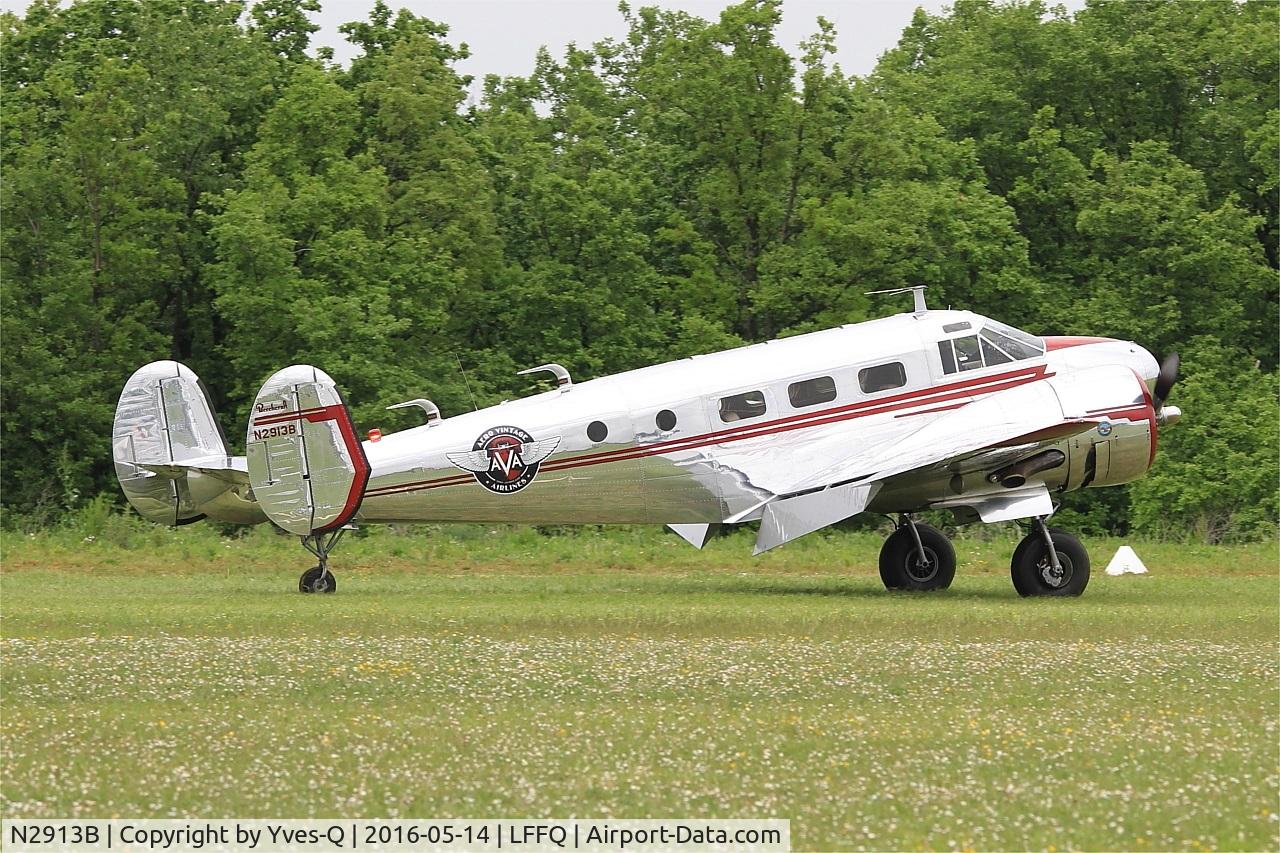 N2913B, 1953 Beech D18S C/N A-963, Beech D18S, Taxiing, La Ferté-Alais airfield (LFFQ) Air show 2016