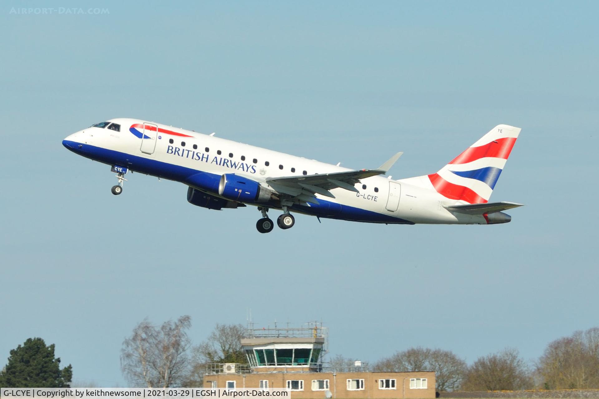 G-LCYE, 2009 Embraer ERJ-170-100STD C/N 17000296, Possibly last take off from UK ?? Leaving Norwich for Reykjavik, Iceland.