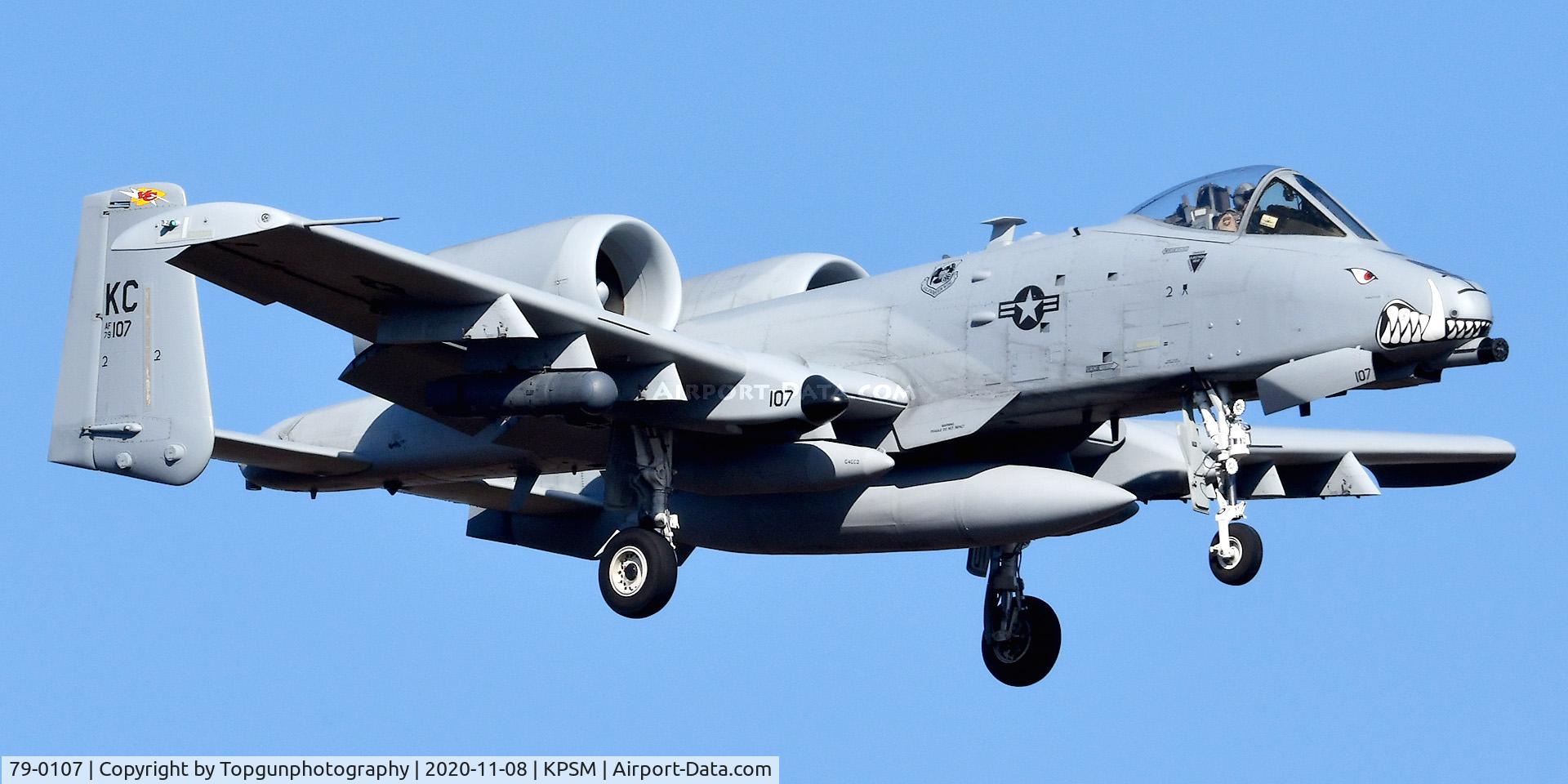 79-0107, 1979 Fairchild Republic A-10C Thunderbolt II C/N A10-0371, TREND 42 of the 442nd FW out of Whiteman AFB comes in to land