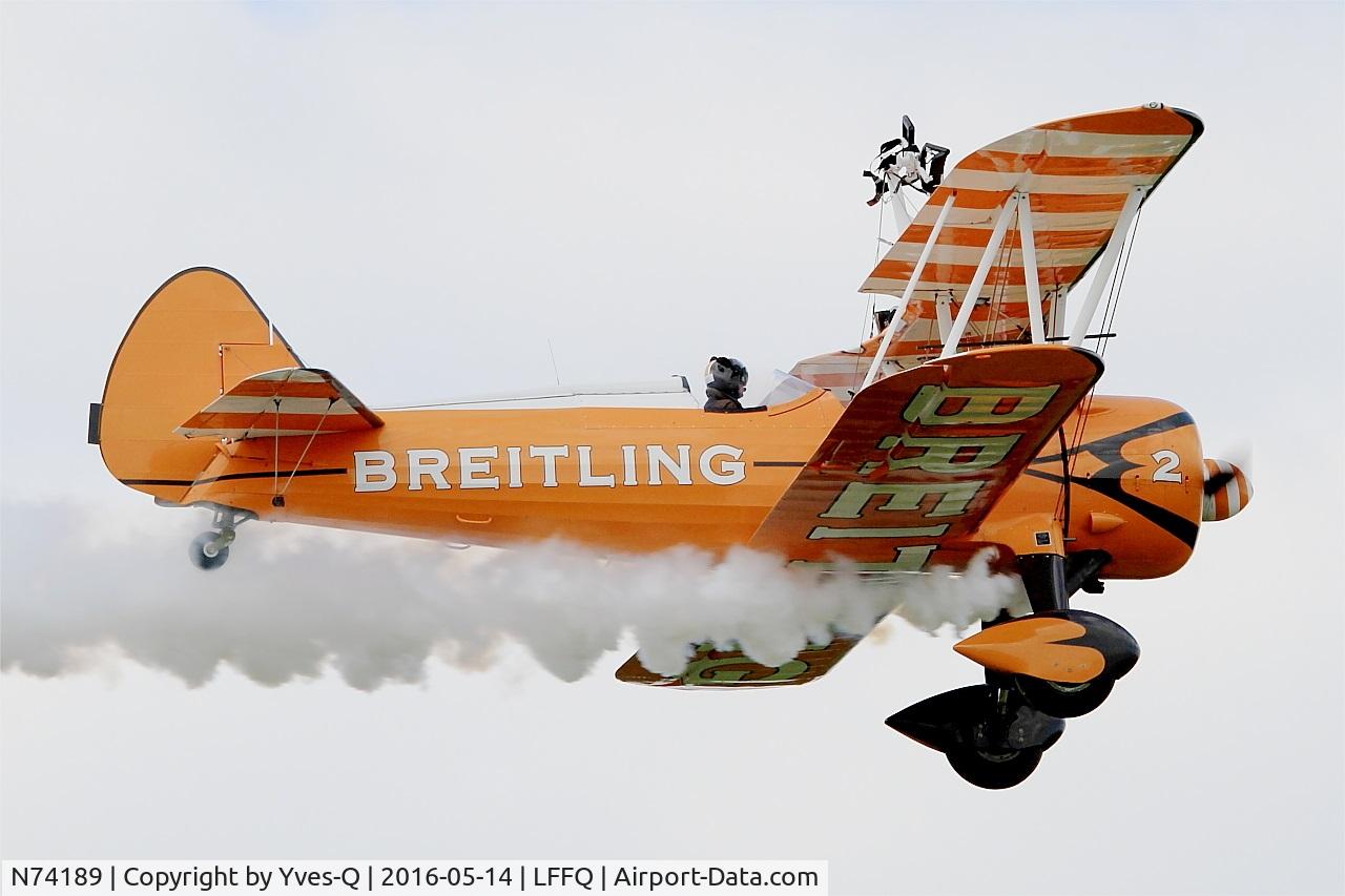 N74189, 1941 Boeing PT-17/R985 Kaydet (A75N1) C/N 75-717, Boeing A75N1(PT17), On display, La Ferté-Alais airfield (LFFQ) Air show 2016