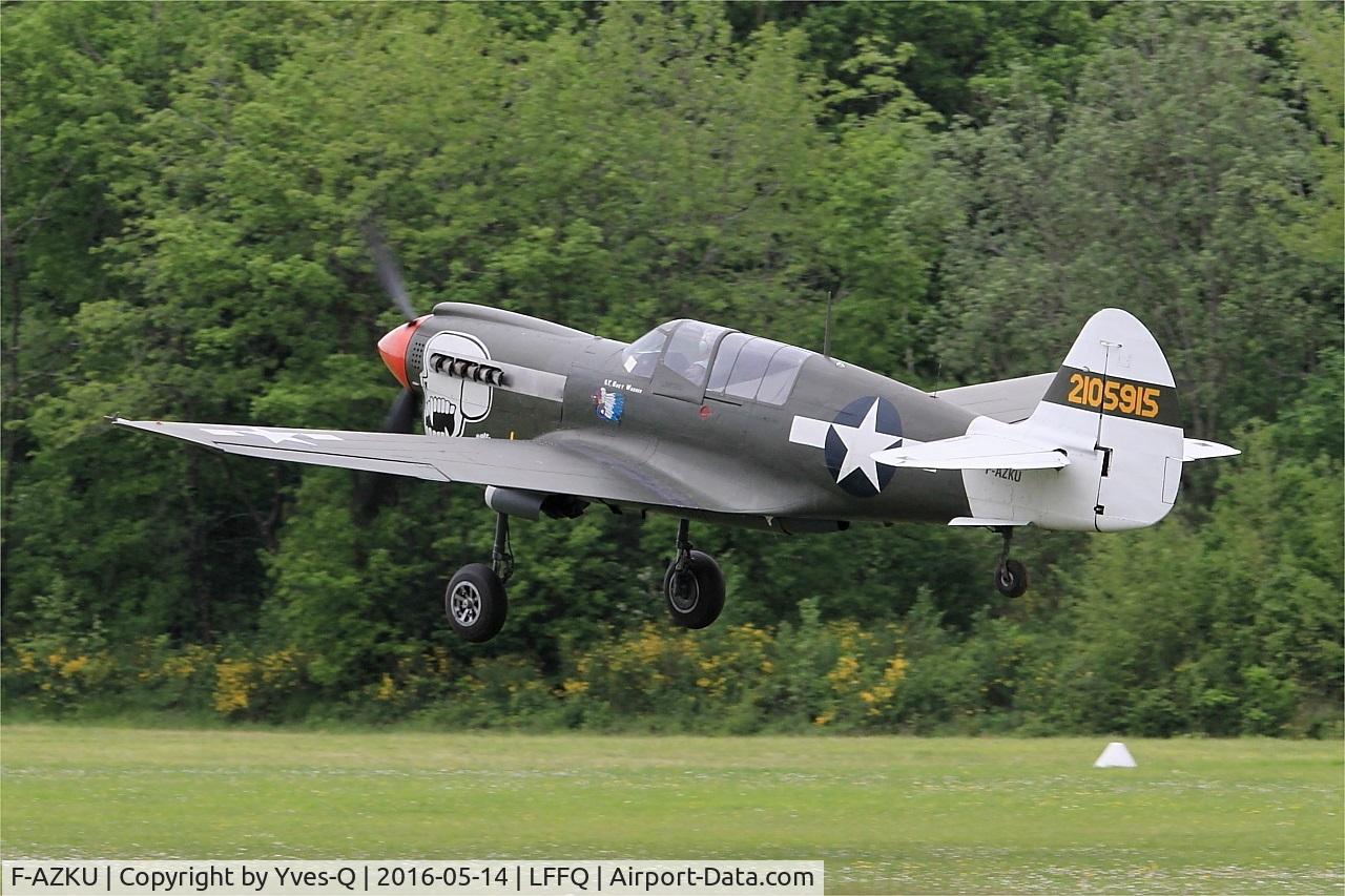 F-AZKU, 1942 Curtiss P-40N Warhawk C/N 29677, Curtiss P-40N Warhawk, Take off, La Ferté-Alais (LFFQ) Air show 2016