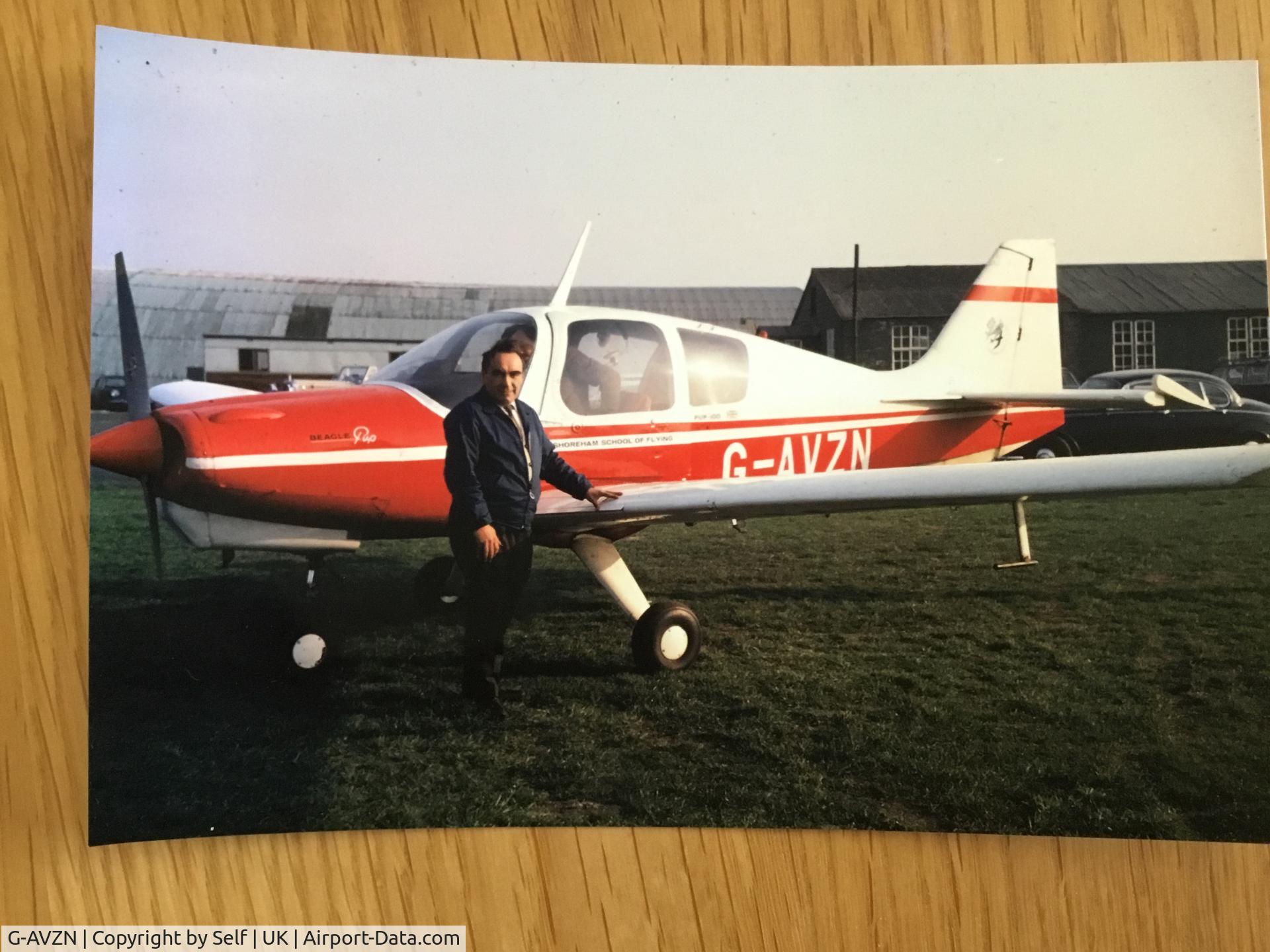 G-AVZN, 1968 Beagle B-121 Pup Series 1 (Pup 100) C/N B121-006, 1968 my father ,chief flying instructor,Shoreham school of flying, Sussex.UK