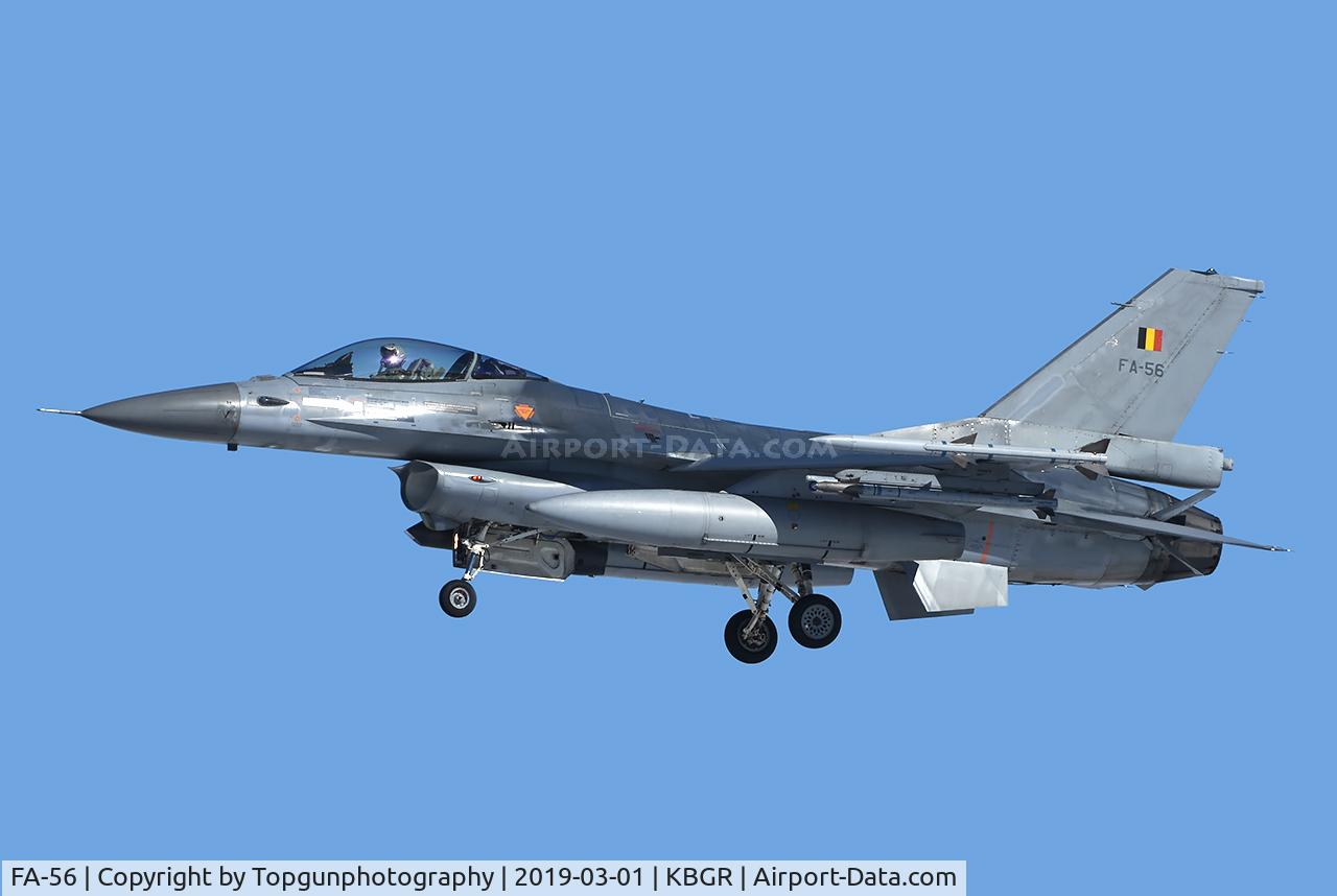 FA-56, SABCA F-16AM Fighting Falcon C/N 6H-56, BAF281 Belgium F-16 landing BGR