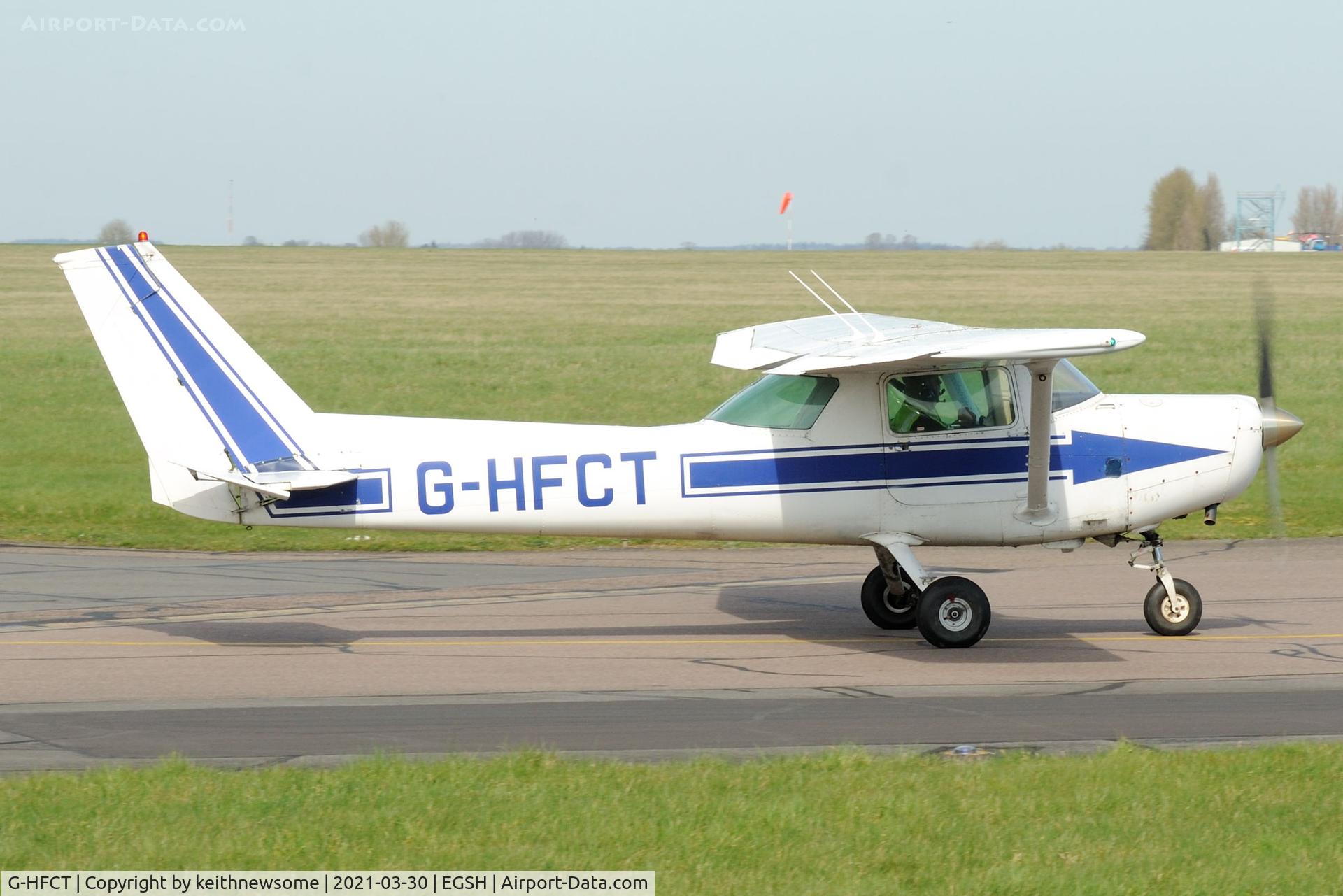 G-HFCT, 1981 Reims F152 C/N 1861, Leaving Norwich for Southend.
