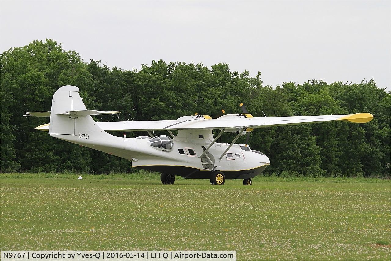 N9767, 1942 Boeing PBY-5A Catalina C/N 9767, Consolidated Vultee PBY-5A Catalina, Landing, La Ferté-Alais airfield (LFFQ) Air show 2016