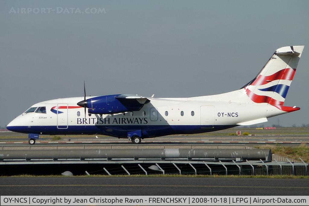 OY-NCS, 1996 Dornier 328-110 C/N 3070, Sun-Air of Scandinavia>British Airways (std at BOH 09 Aug 2012)