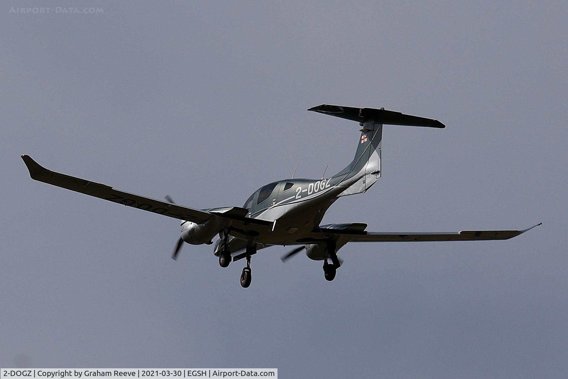 2-DOGZ, 2019 Diamond Twin Star 62 C/N 62.122, On approach to Norwich.