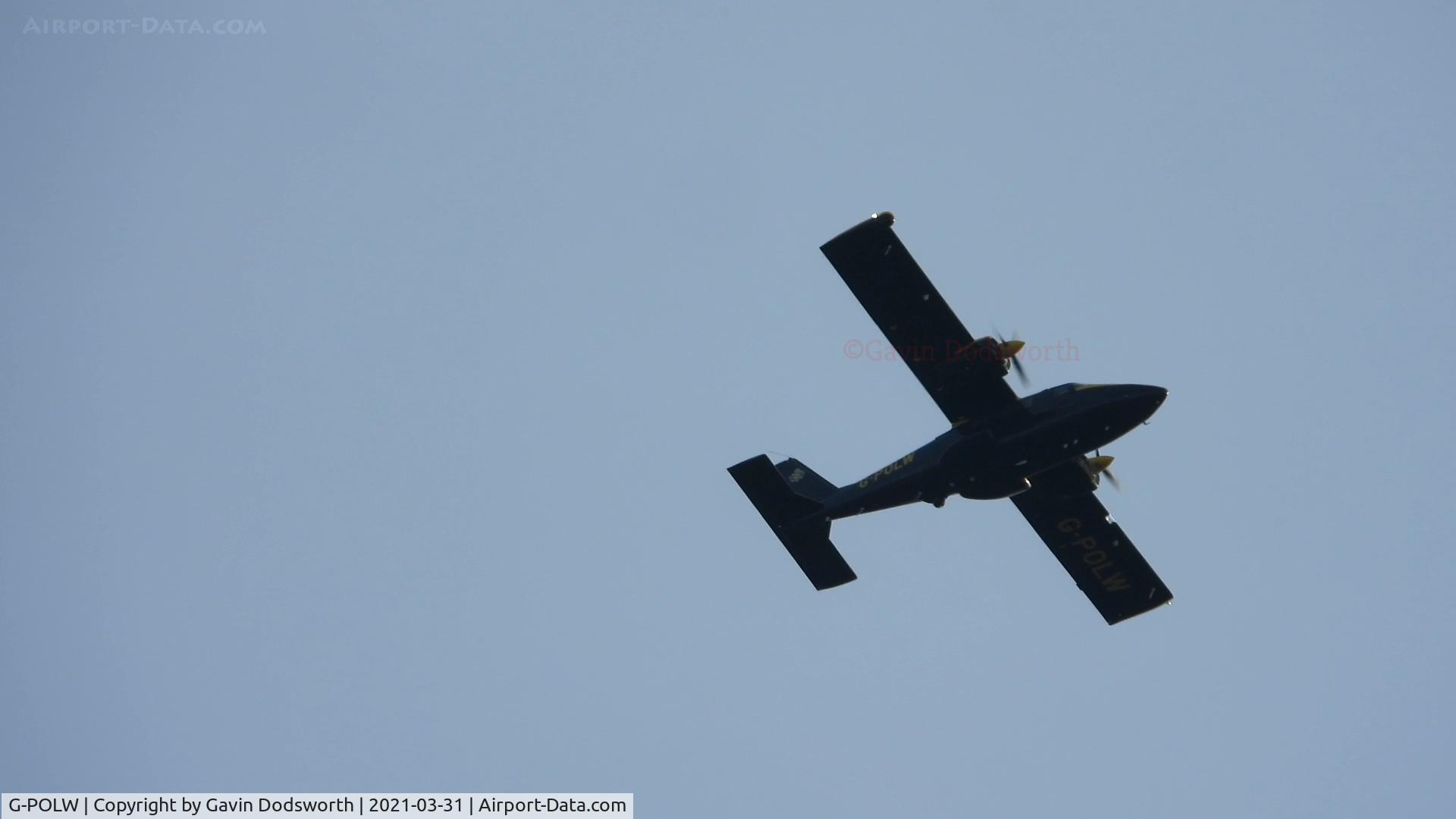 G-POLW, 2016 Vulcanair P-68R Victor C/N 497/R, Circling over Darlington on the evening of Wednesday 31st March 2021