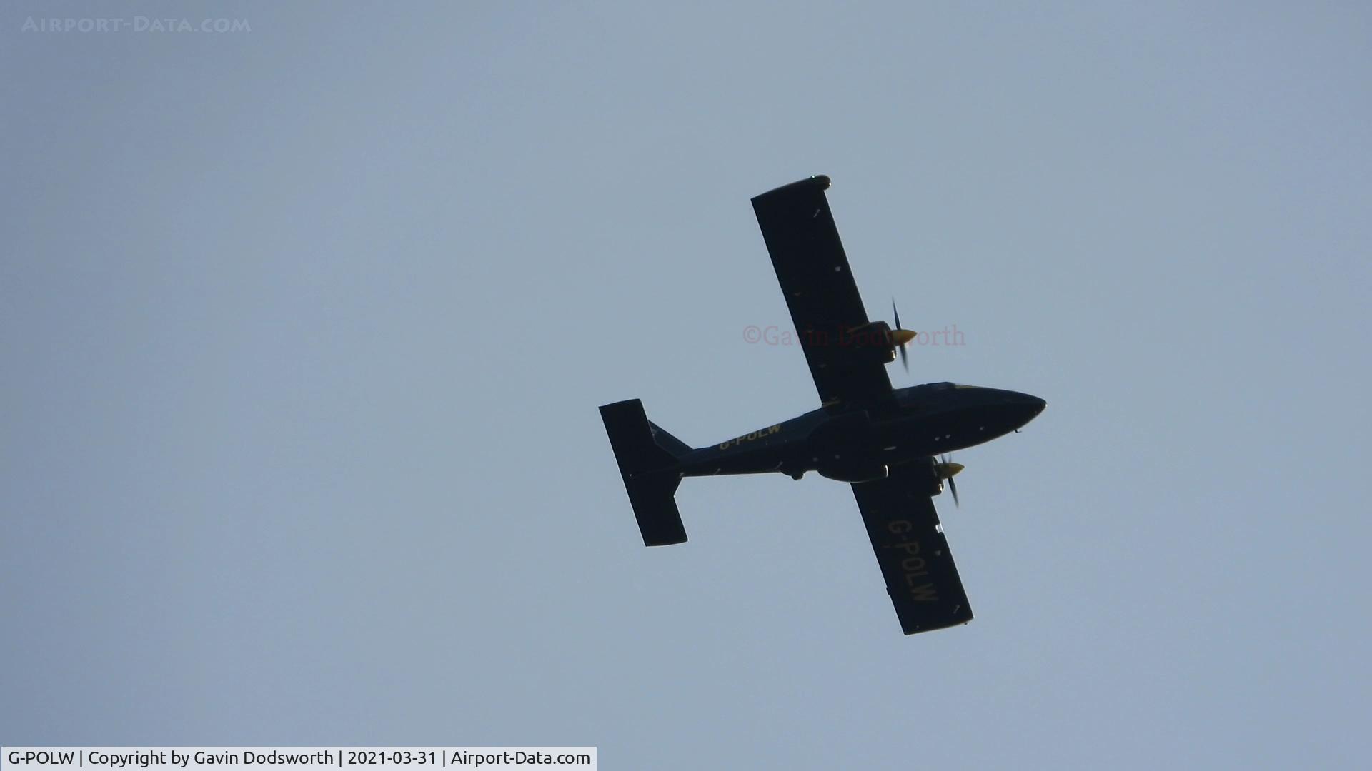 G-POLW, 2016 Vulcanair P-68R Victor C/N 497/R, Circling over Darlington on the evening of Wednesday 31st March 2021