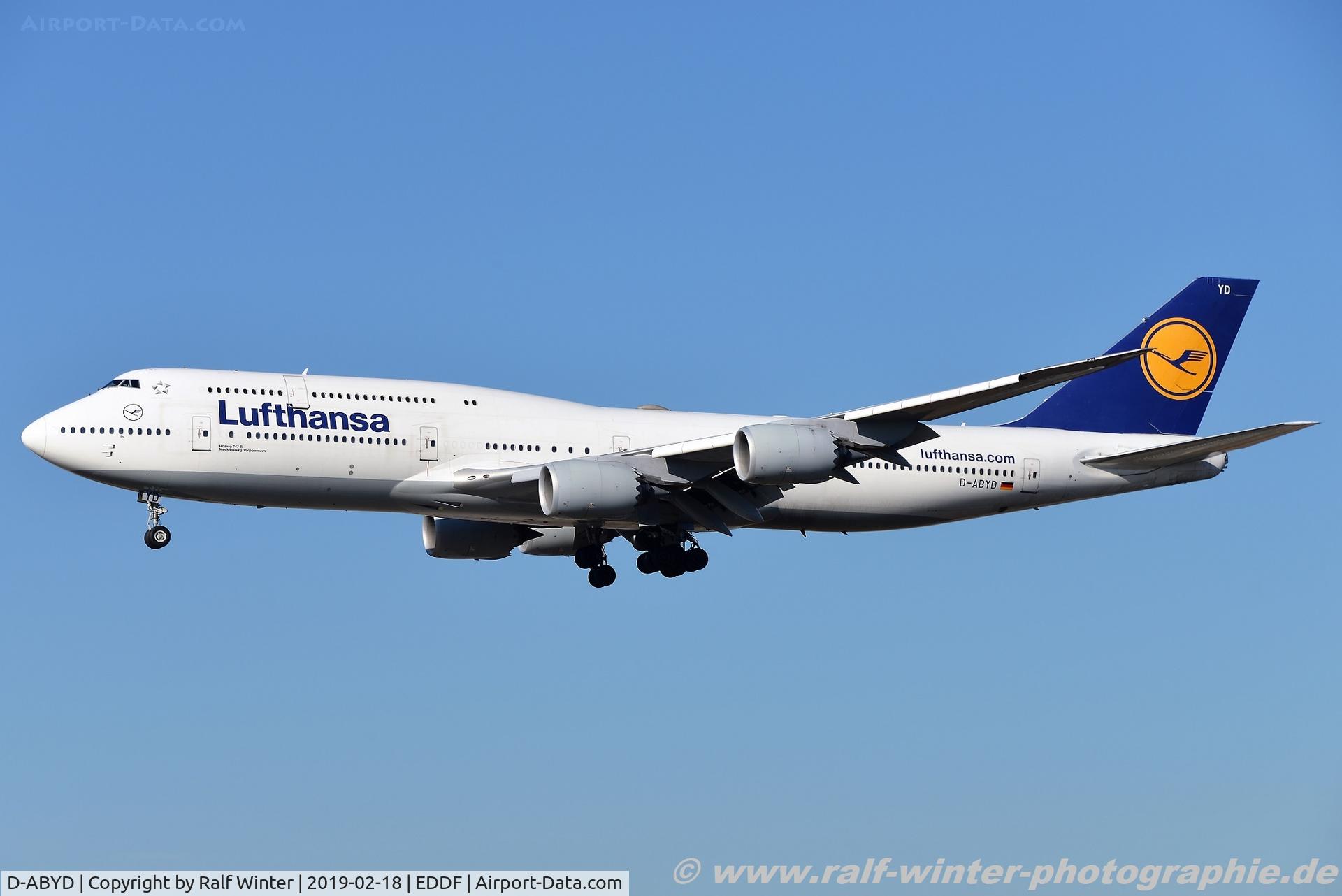 D-ABYD, 2012 Boeing 747-830 C/N 37829, Boeing 747-830 - LH DLH Lufthansa 'Mecklenburg-Vorpommern' - 37829 - D-ABYD - 18.02.2019 - FRA