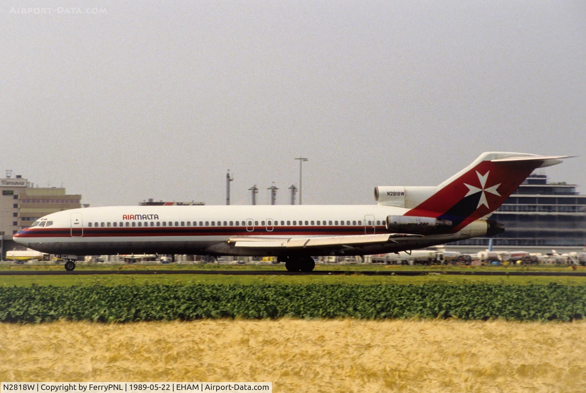 N2818W, 1974 Boeing 727-247 C/N 20874, Departure of Air Malta B727. Former Western plane on lease.