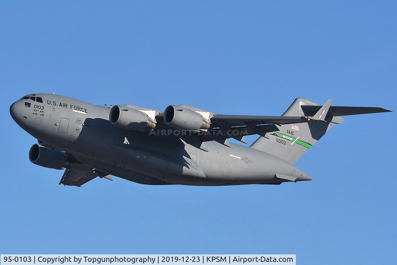 95-0103, 1995 McDonnell Douglas C-17A Globemaster III C/N P-28, REACH 665 heads back to McChord