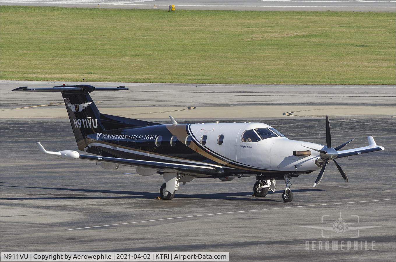 N911VU, 2005 Pilatus PC-12/45 C/N 639, Parked on the ramp in front of FBO Tri-Cities Aviation at Tri-Cities Airport.
