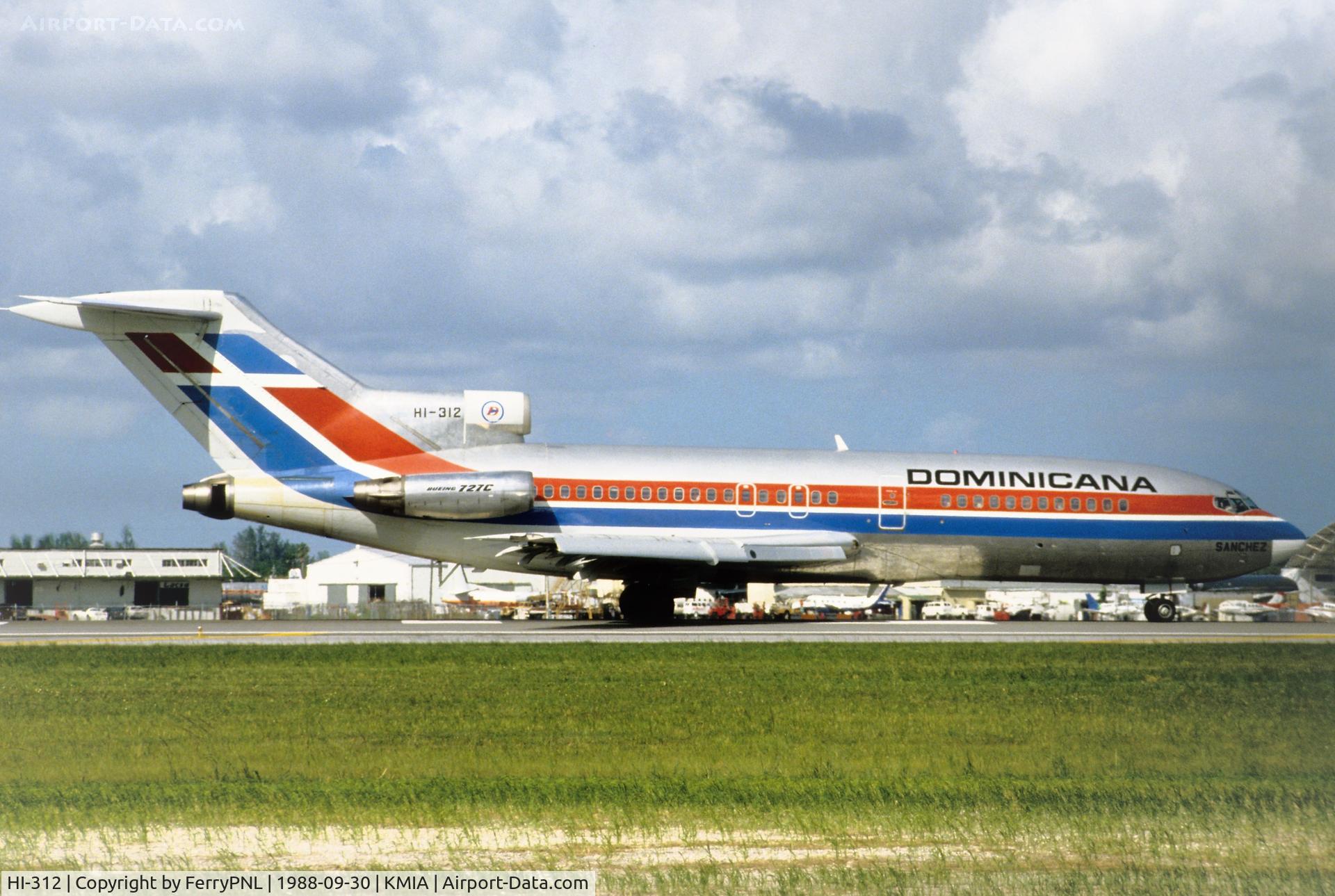 HI-312, 1967 Boeing 727-173C C/N 19505, Dominicana B727 for take-off.