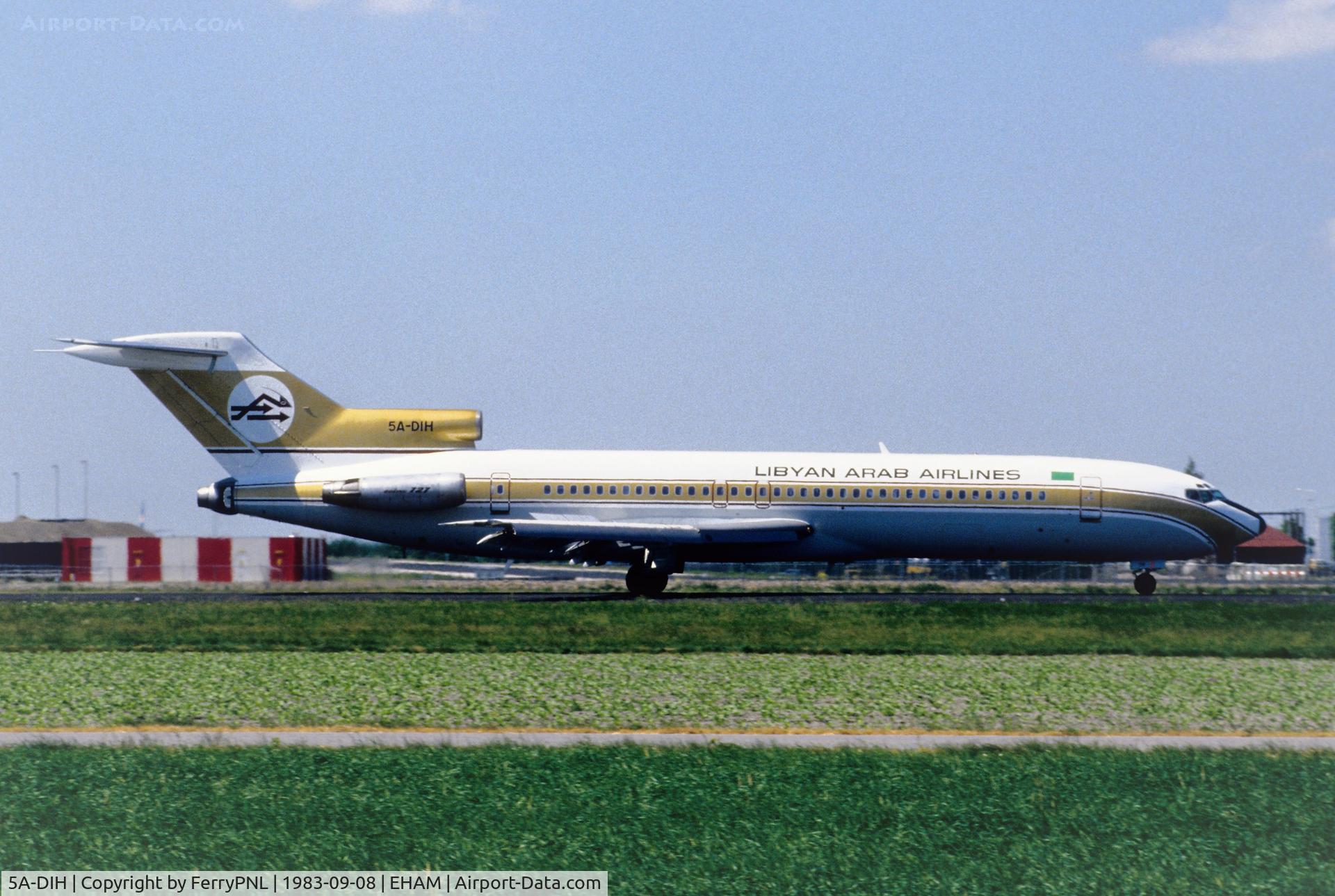 5A-DIH, 1978 Boeing 727-2L5 C/N 21539, Libyan Arab B727 arriving in AMS