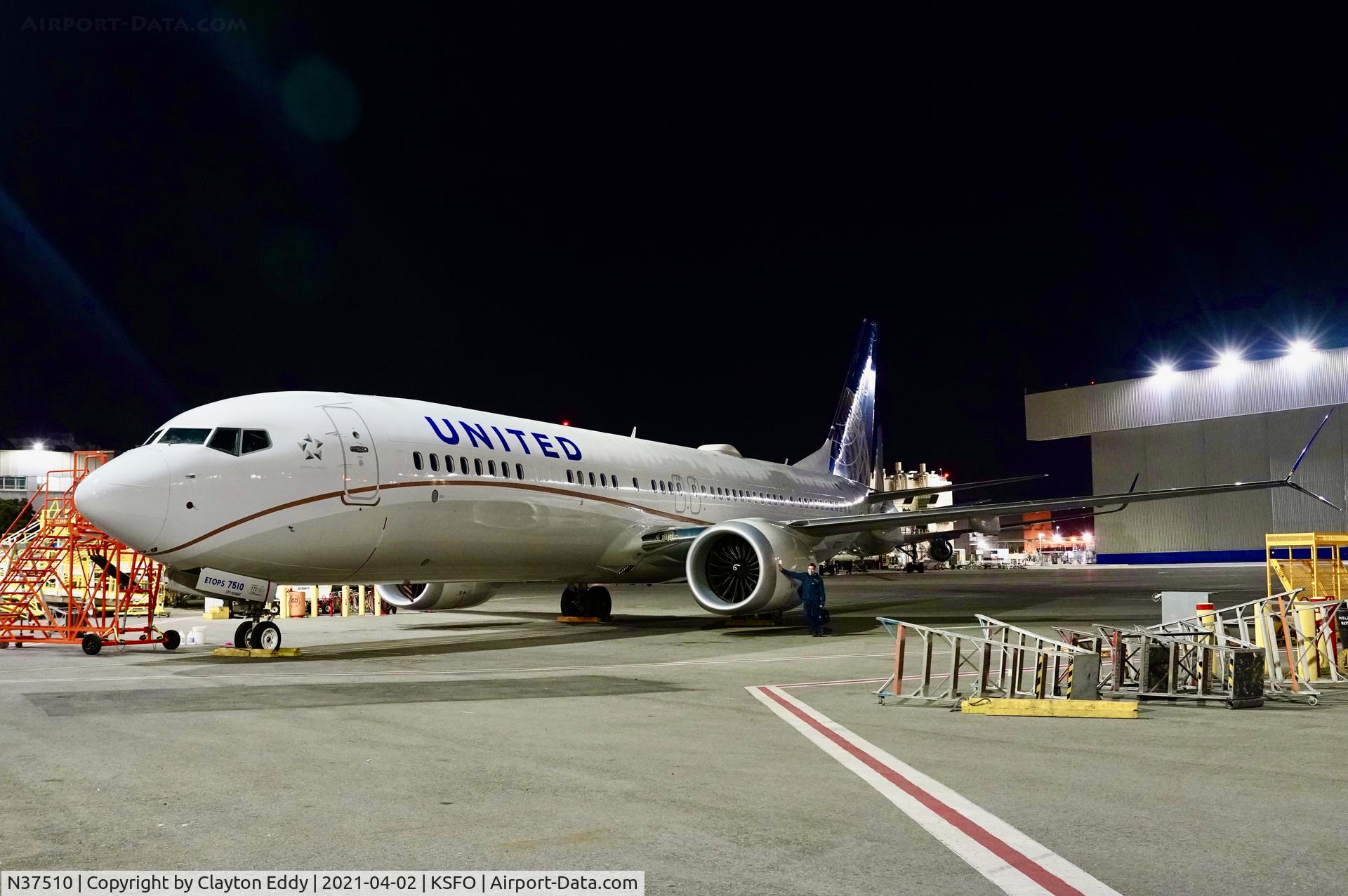 N37510, 2019 Boeing 737-9 MAX C/N 43445, Low miles SFO 2021.