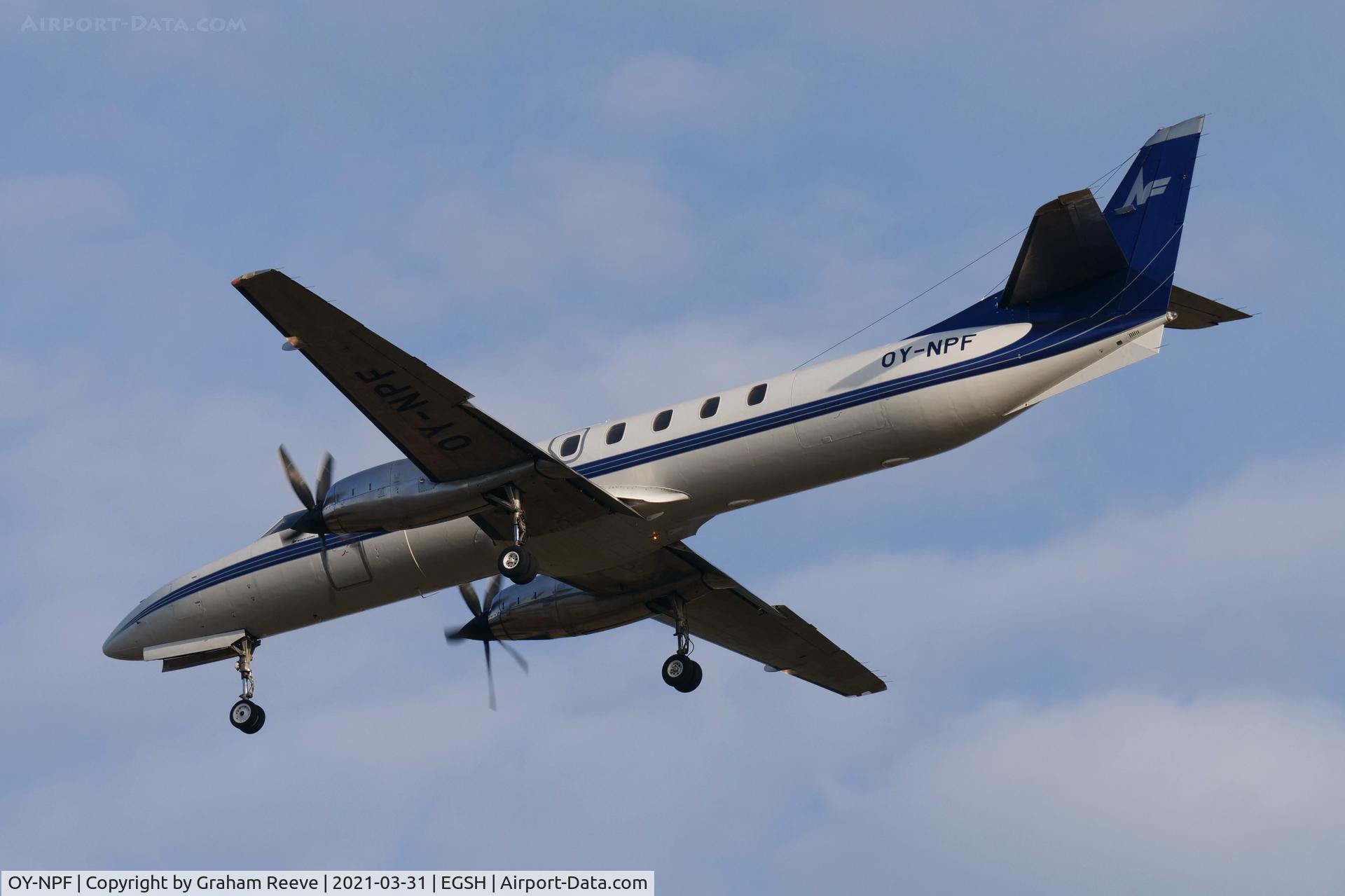 OY-NPF, 1995 Fairchild SA-227DC Metro 23 C/N DC-880B, On approach to Norwich.